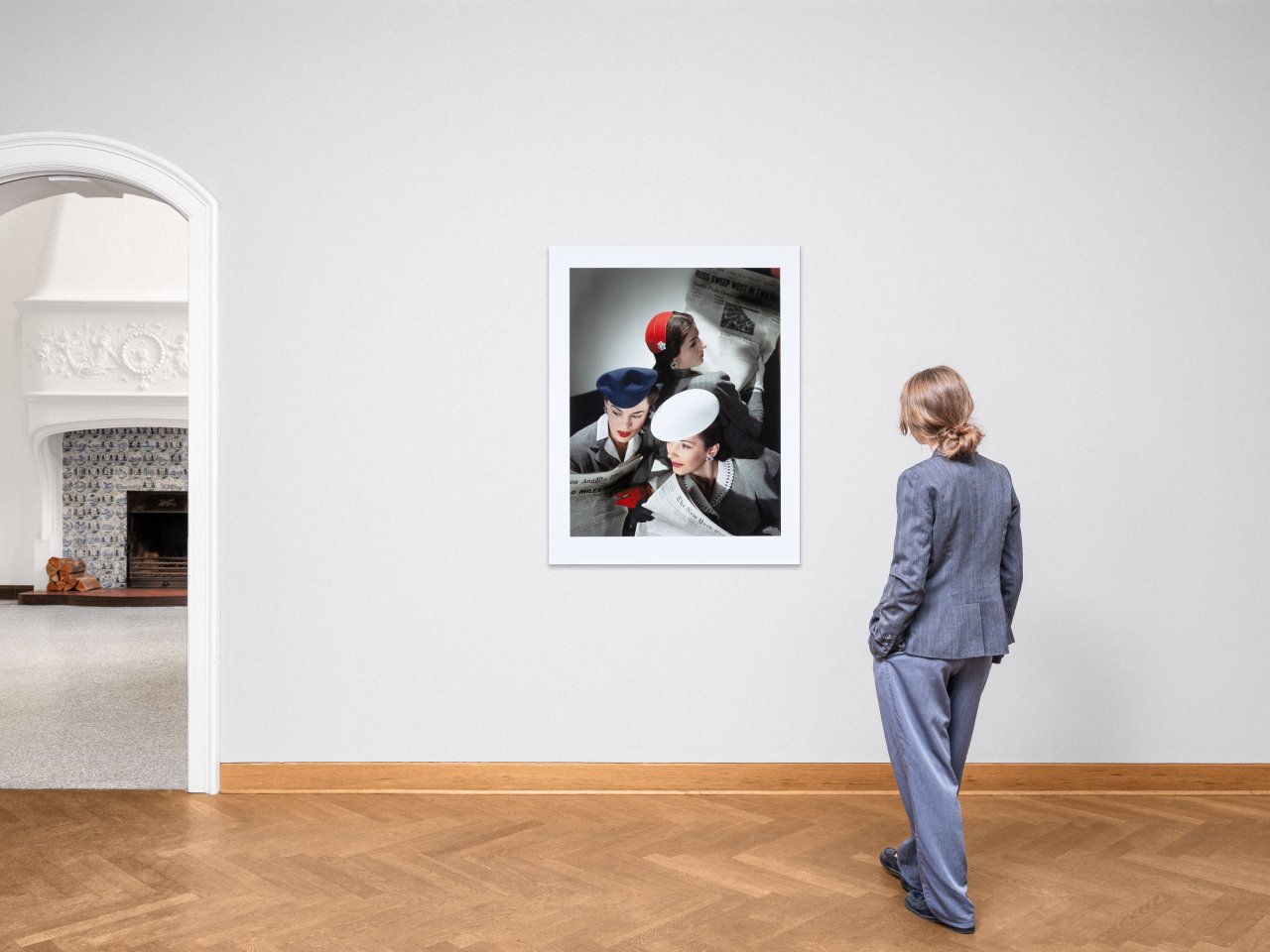 This picture shows the following artwork: Horst P. Horst (i.e. Horst Paul Albert Bohrmann). Hats by Best, Lord and Taylor. And Mme Pauline, Gloves by Dawnelle. 1943.