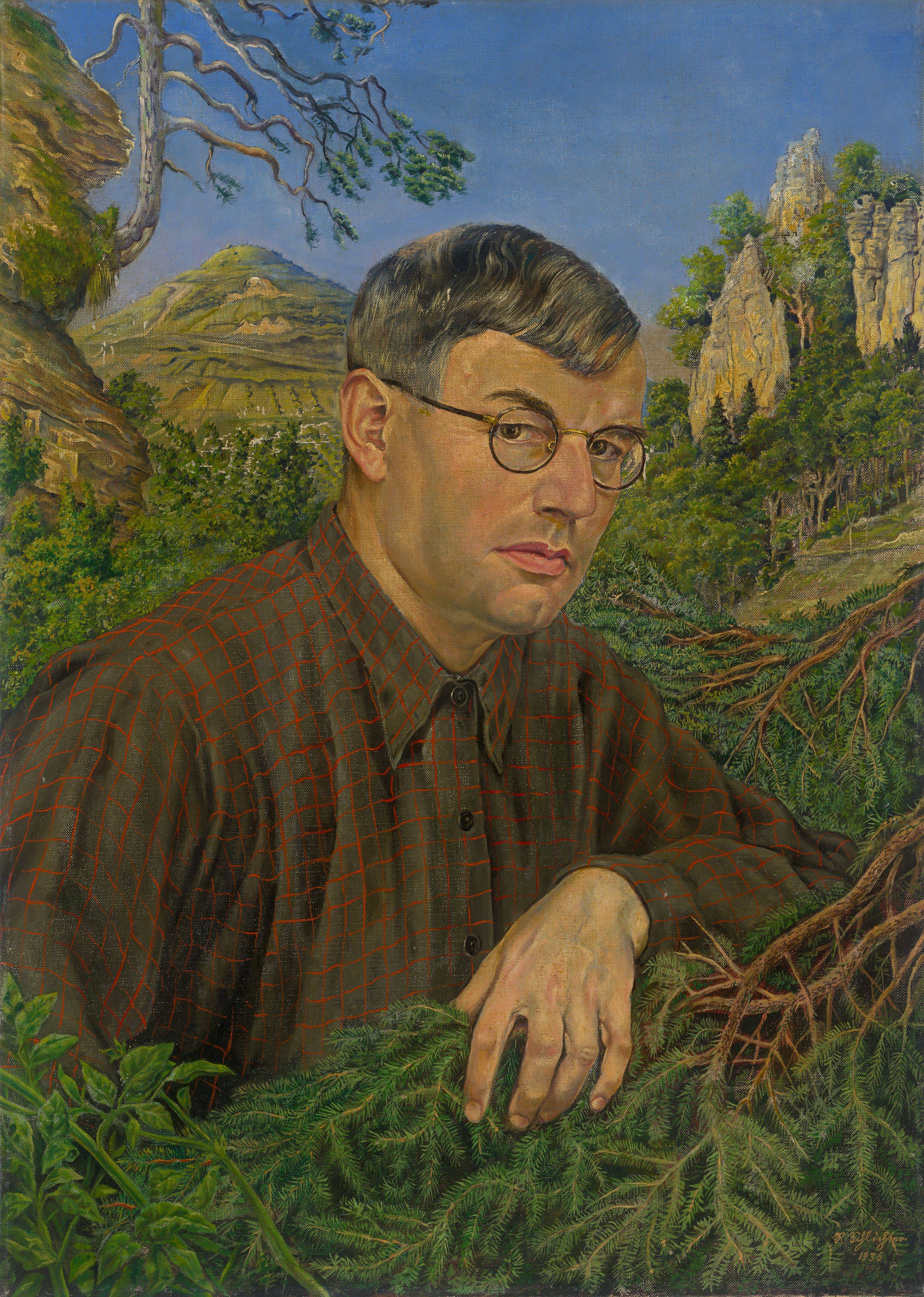 Auf diesem Bild ist das folgende Kunstwerk zu sehen: Rudolf Schlichter. Selbstbildnis. 1936.