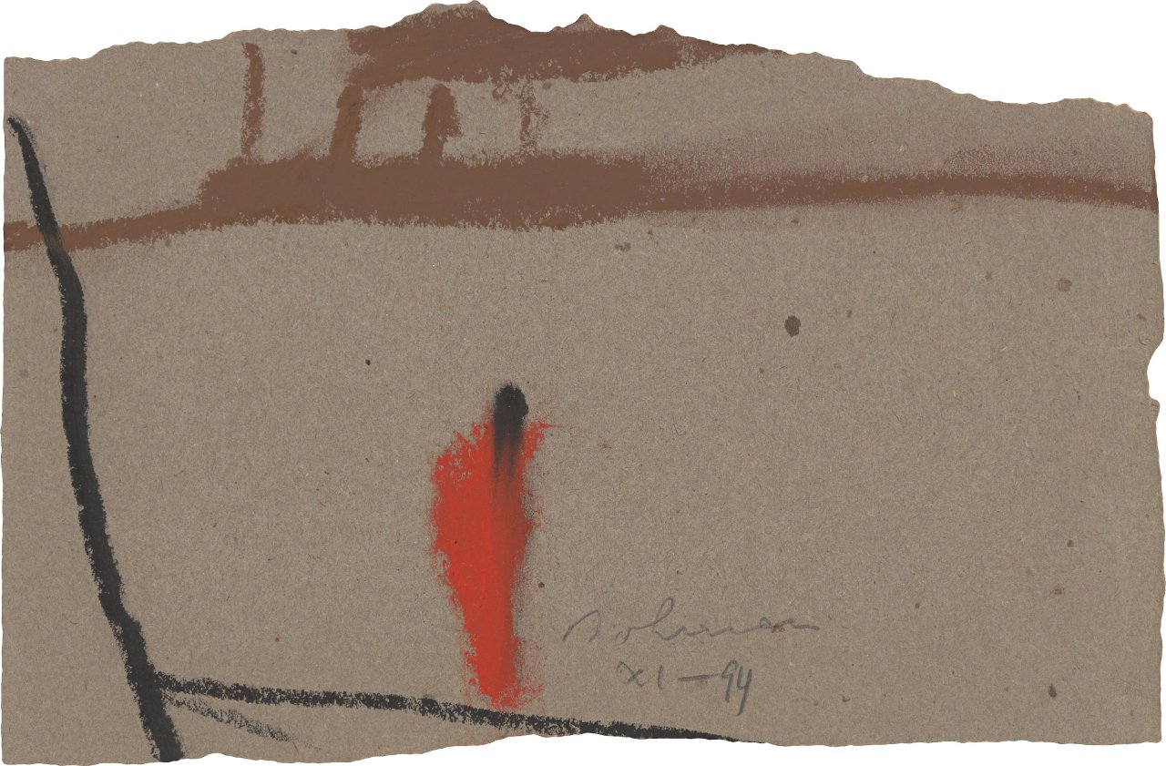 This picture shows the following artwork: Karl Bohrmann. Untitled (Red woman and steamer on the horizon). 1994.