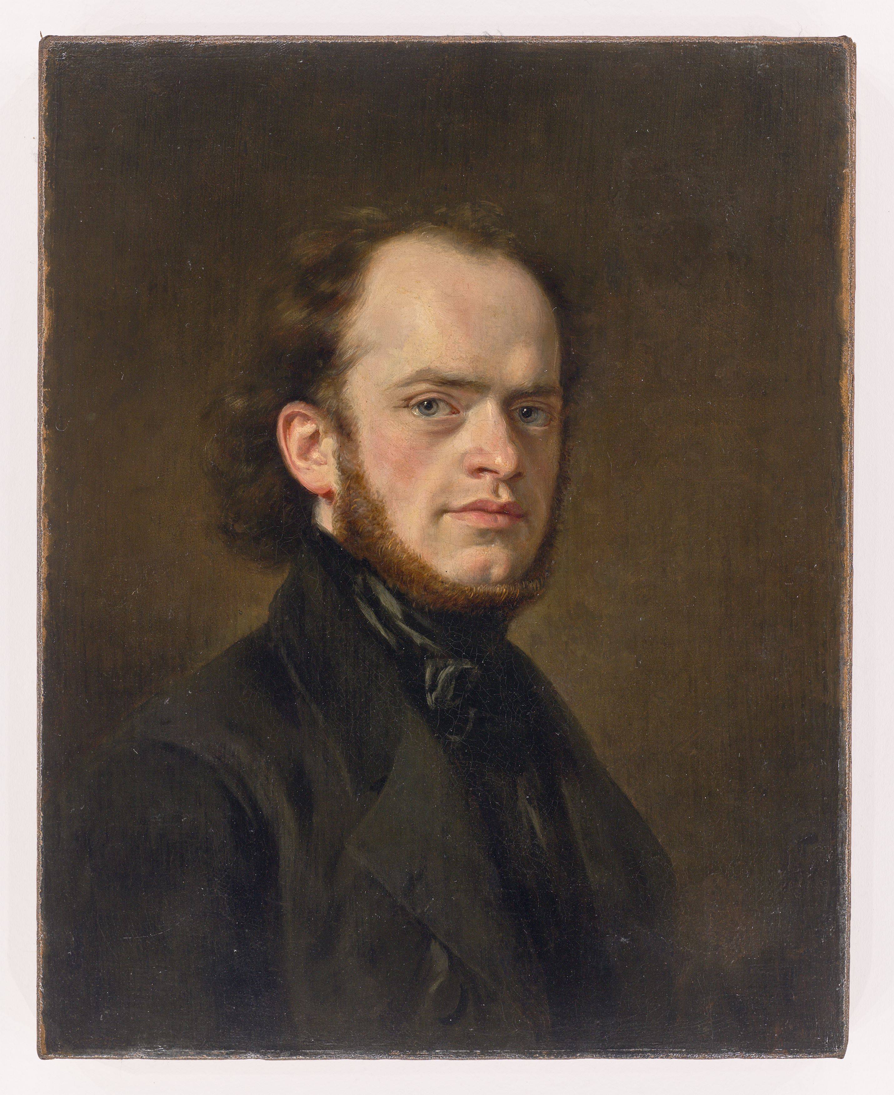 This picture shows the following artwork: Eduard Magnus. Portrait of 28-year-old Adolph Menzel. 1843.