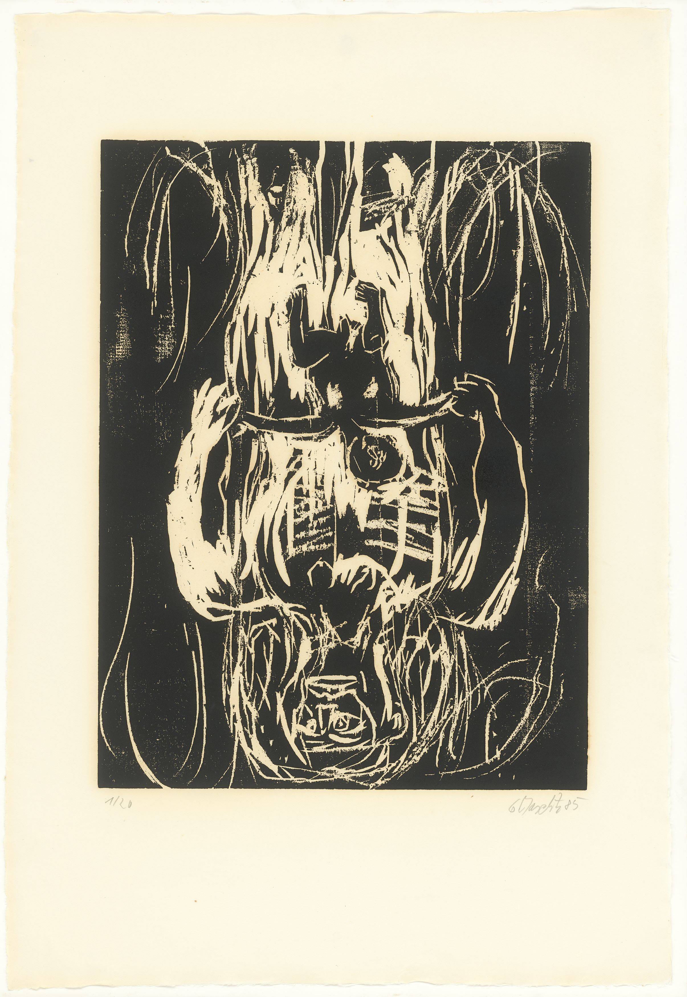 Auf diesem Bild ist das folgende Kunstwerk zu sehen: Georg Baselitz. „Rote Mutter, schwarzes Kind“. 1985/86.