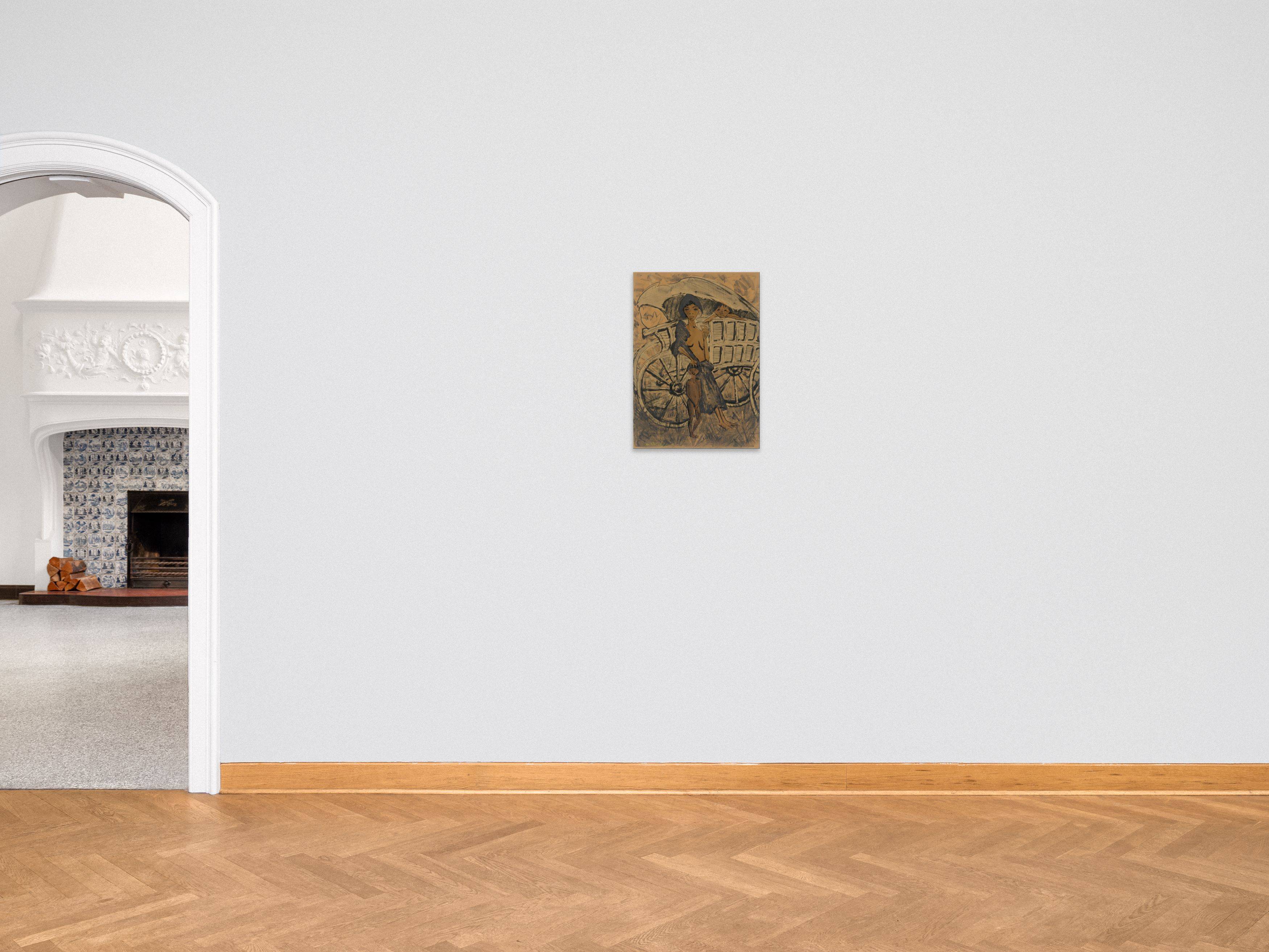 This picture shows the following artwork: Otto Mueller. ”Zigeunerin mit dem Kind vor dem Planwagen”. 1926/27.