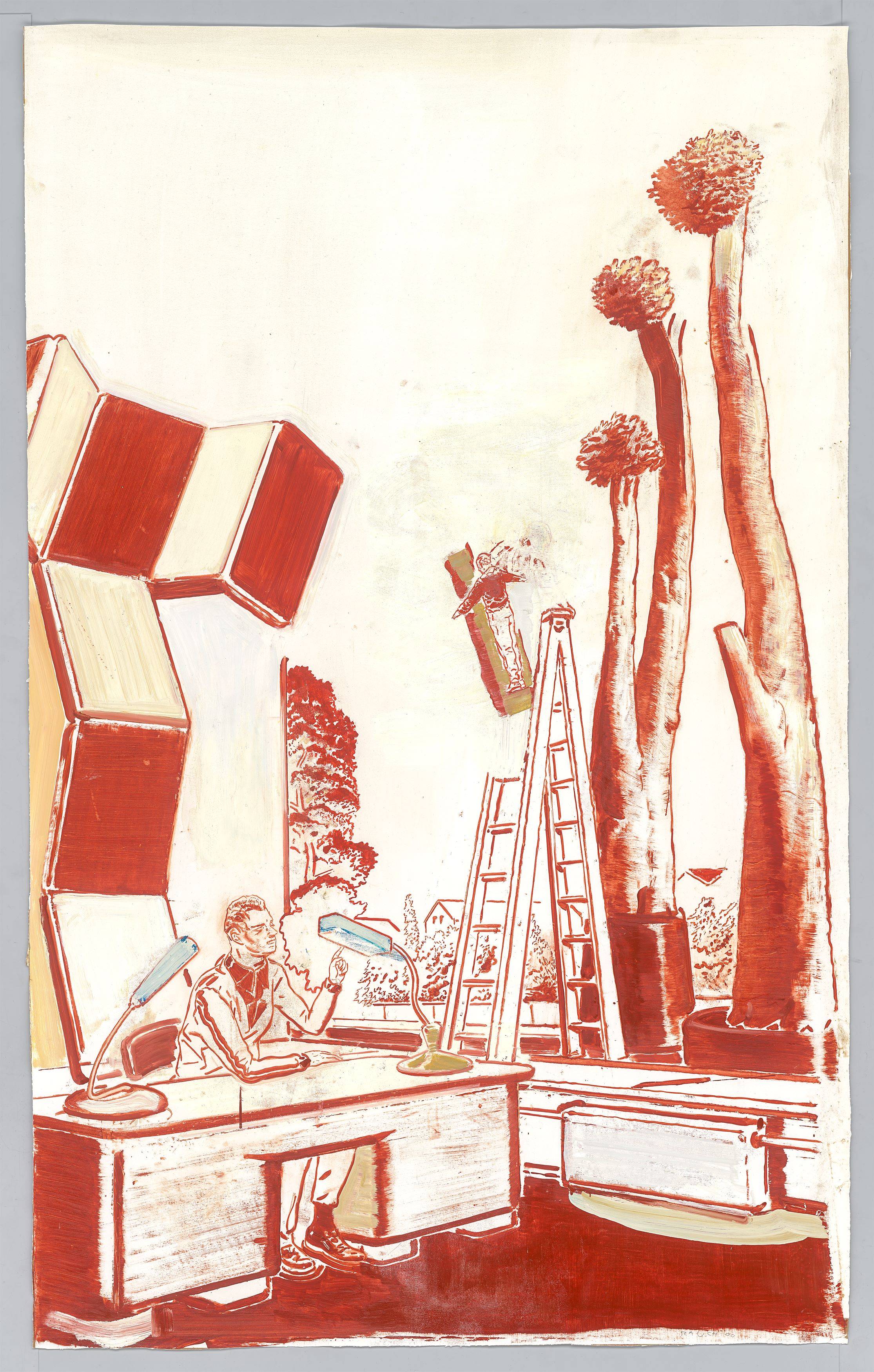 Auf diesem Bild ist das folgende Kunstwerk zu sehen: Neo Rauch. Die Leiter. 2000.