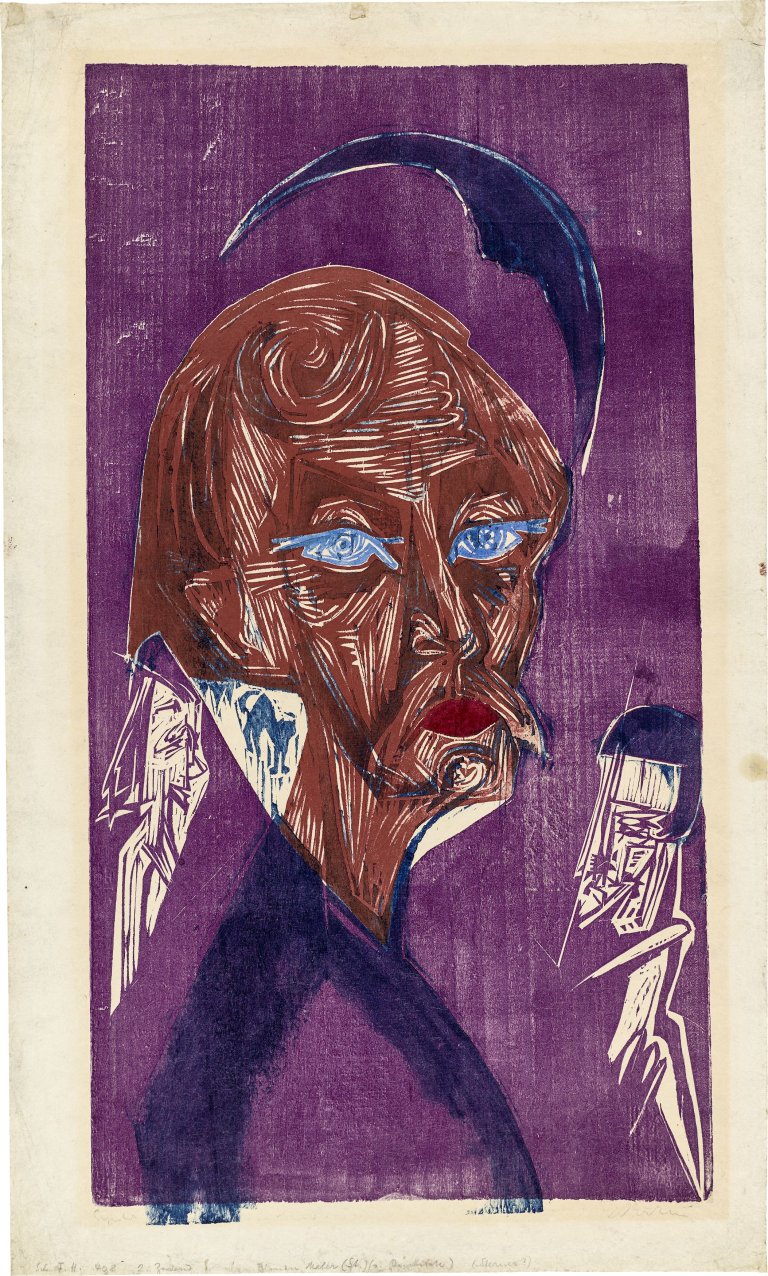 Auf diesem Bild ist das folgende Kunstwerk zu sehen: Ernst Ludwig Kirchner. „Blonder Maler - Bildnis Karl Stirner“. 1919.
