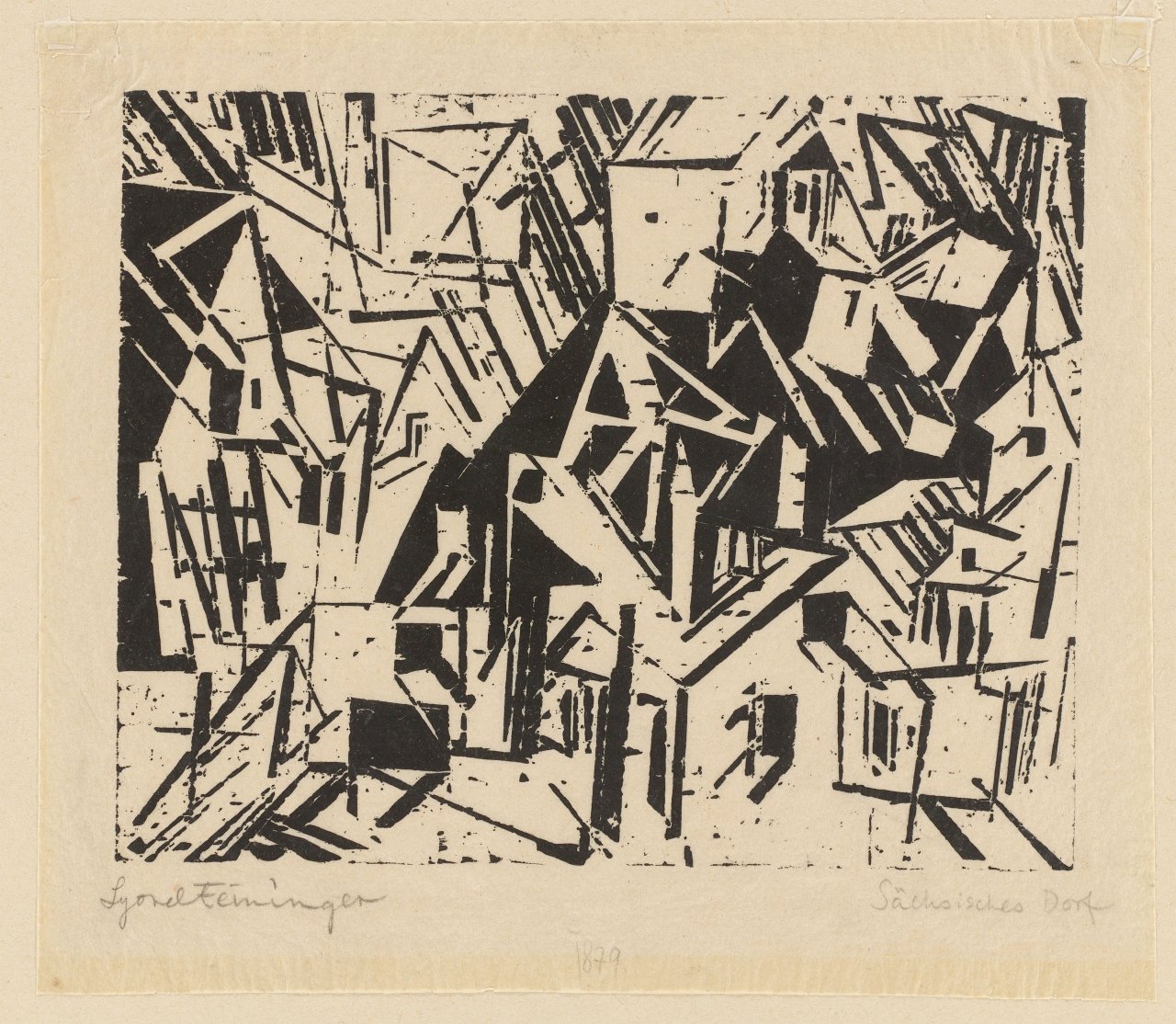 This picture shows the following artwork: Lyonel Feininger. ”Sächsisches Dorf (Dorf in Sachsen)”. 1918.