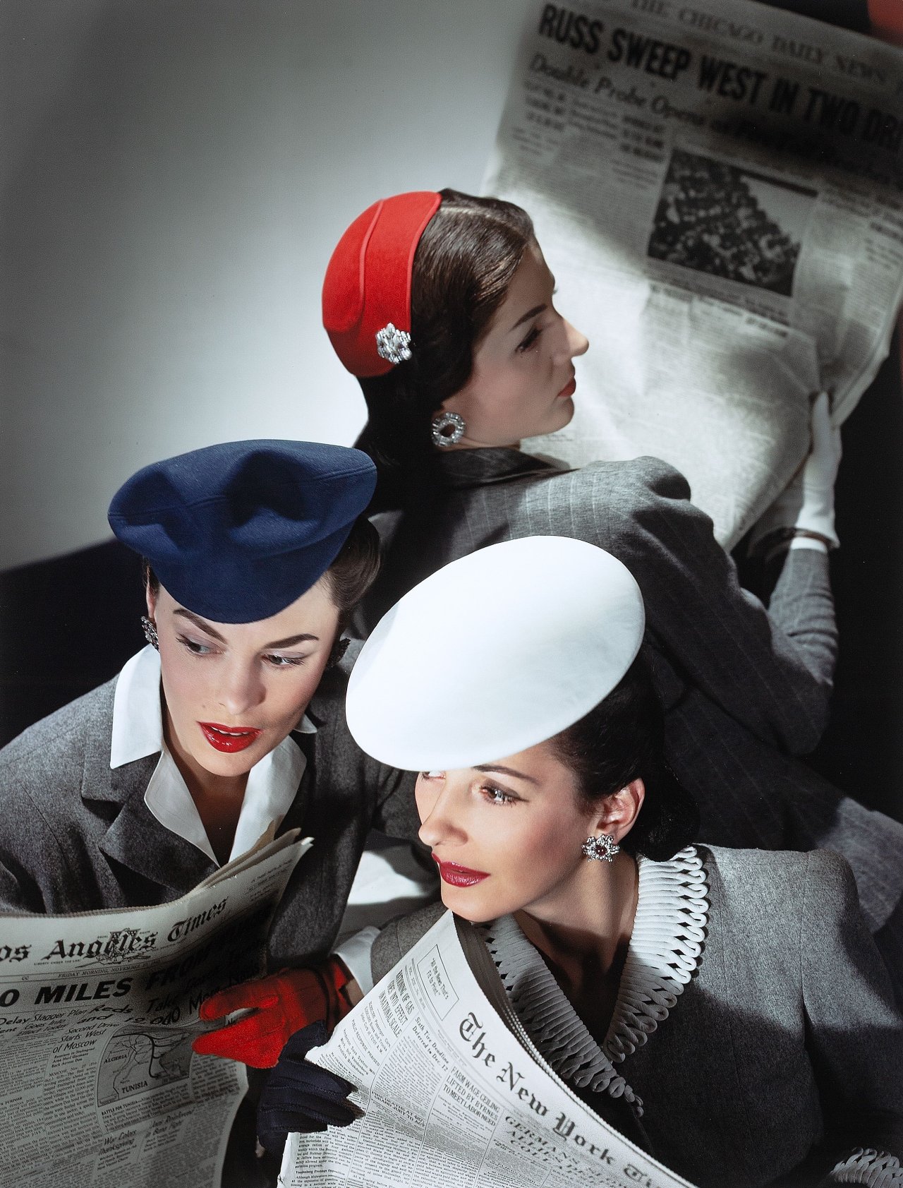 This picture shows the following artwork: Horst P. Horst (i.e. Horst Paul Albert Bohrmann). Hats by Best, Lord and Taylor. And Mme Pauline, Gloves by Dawnelle. 1943.