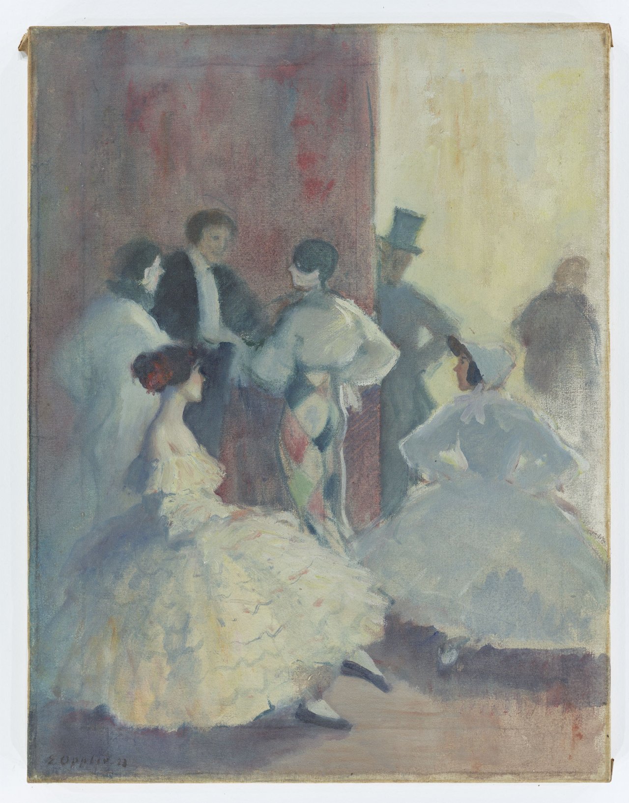 This picture shows the following artwork: Ernst Oppler. ”Hinter den Kulissen des Russischen Balletts (Carnaval)”. 1922.