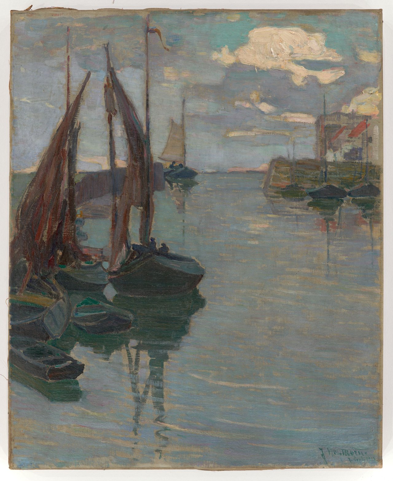This picture shows the following artwork: Julie Wolfthorn. ”Segelboote im Hafen”. 1912.