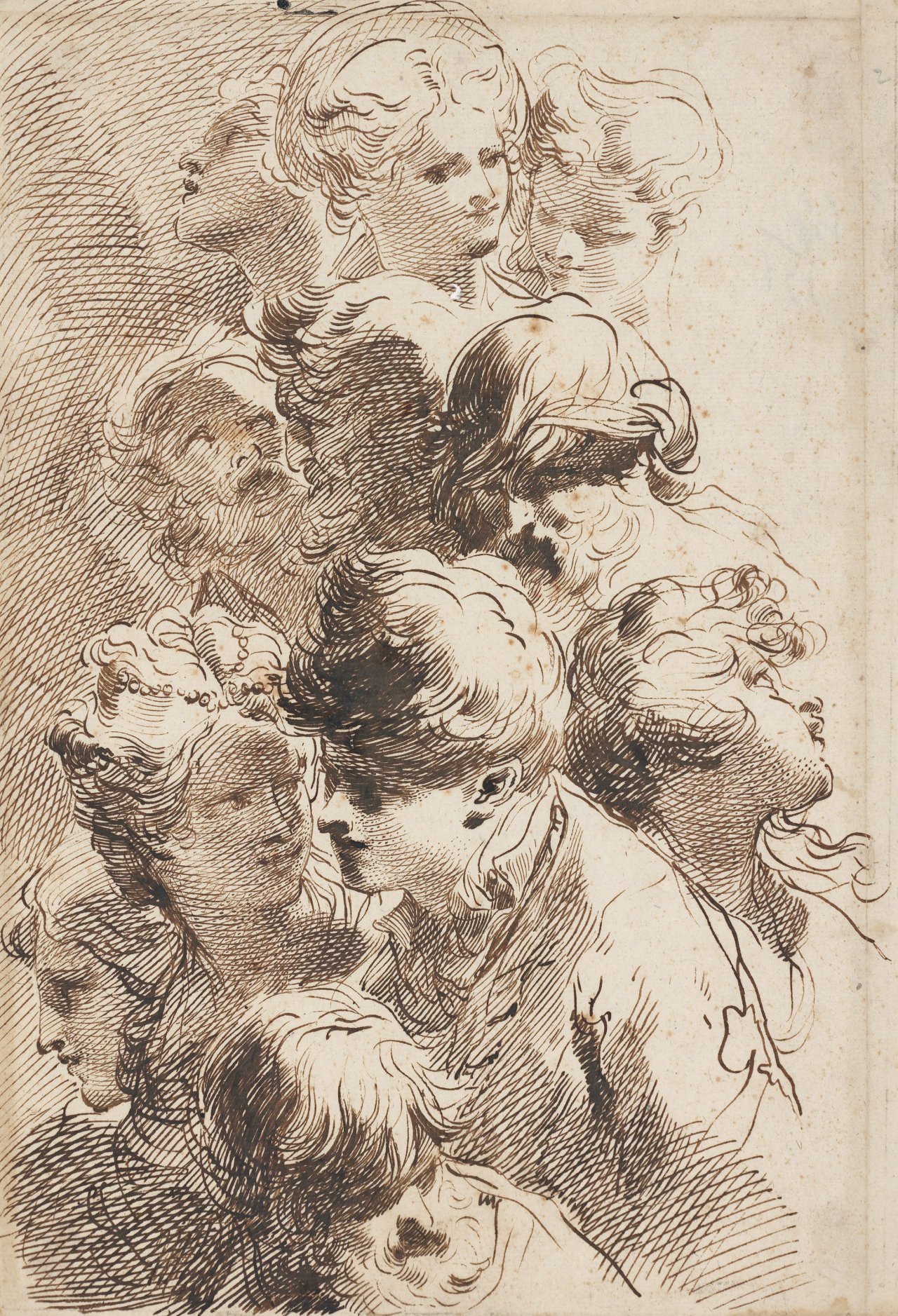 This picture shows the following artwork: Gaetano or Mauro Gandolfi. Head studies.