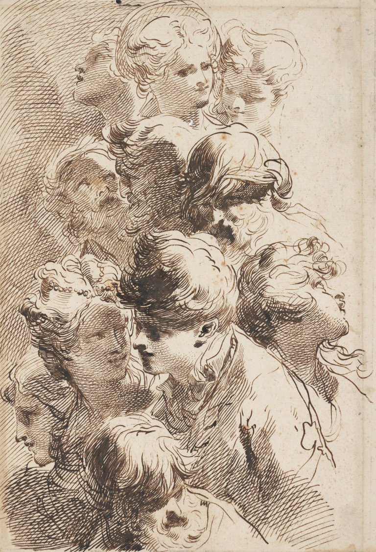 This picture shows the following artwork: Gaetano or Mauro Gandolfi. Head studies.