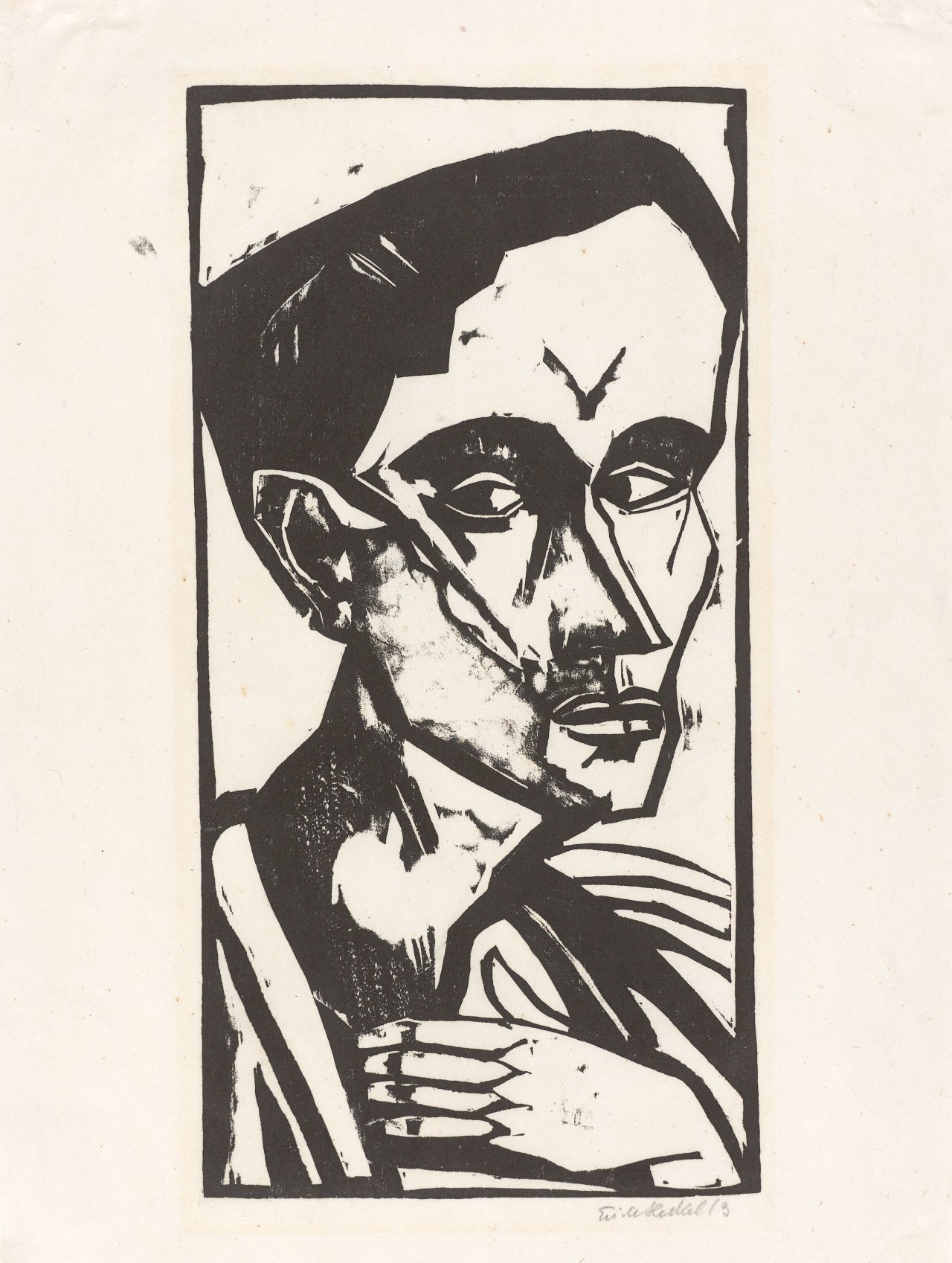 Auf diesem Bild ist das folgende Kunstwerk zu sehen: Erich Heckel. „Der Mann“. 1913.