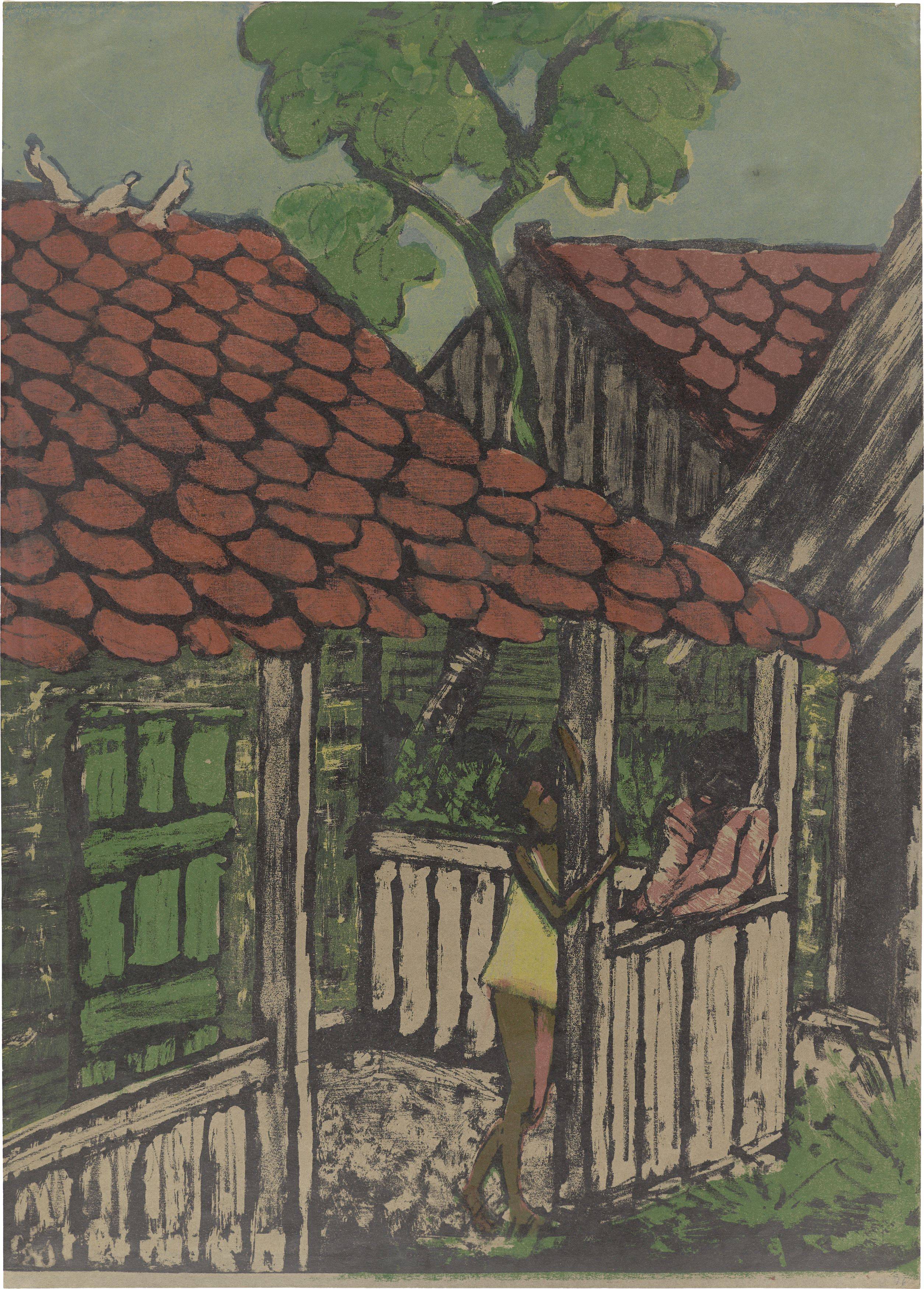 This picture shows the following artwork: Otto Mueller. ”Zwei Zigeunerkinder vor der Hütte”. 1926/27.
