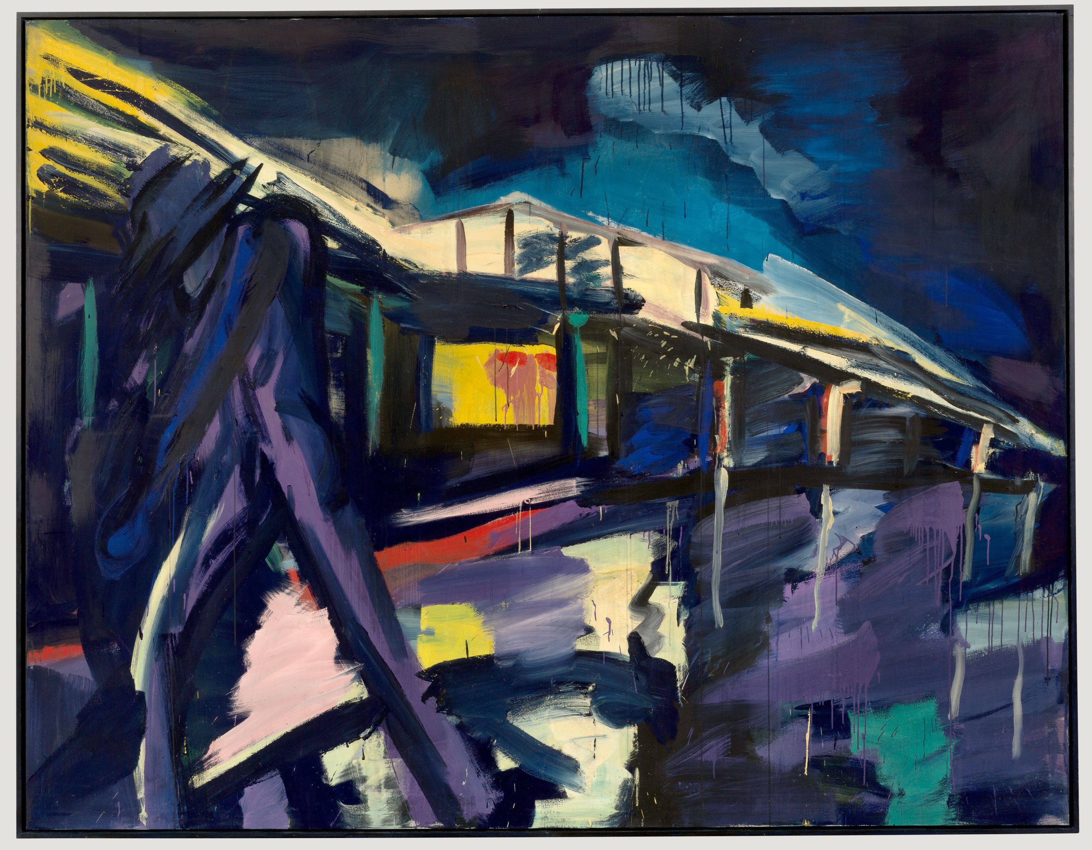 Auf diesem Bild ist das folgende Kunstwerk zu sehen: Rainer Fetting. „Van Gogh u. Hochbahn“. 1979.