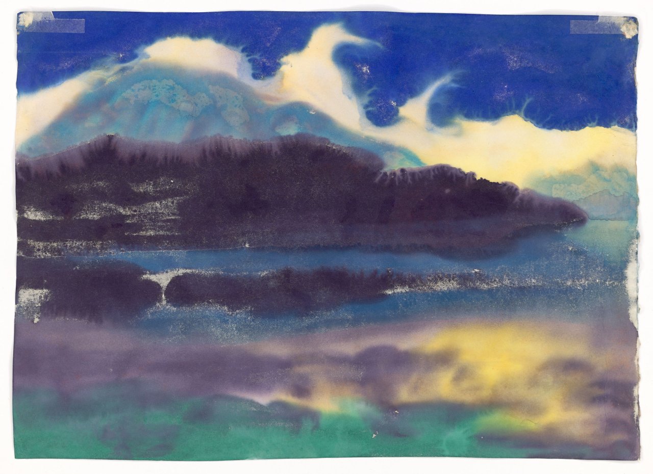 Auf diesem Bild ist das folgende Kunstwerk zu sehen: Emil Nolde. „Bergsee“ (Schweiz).