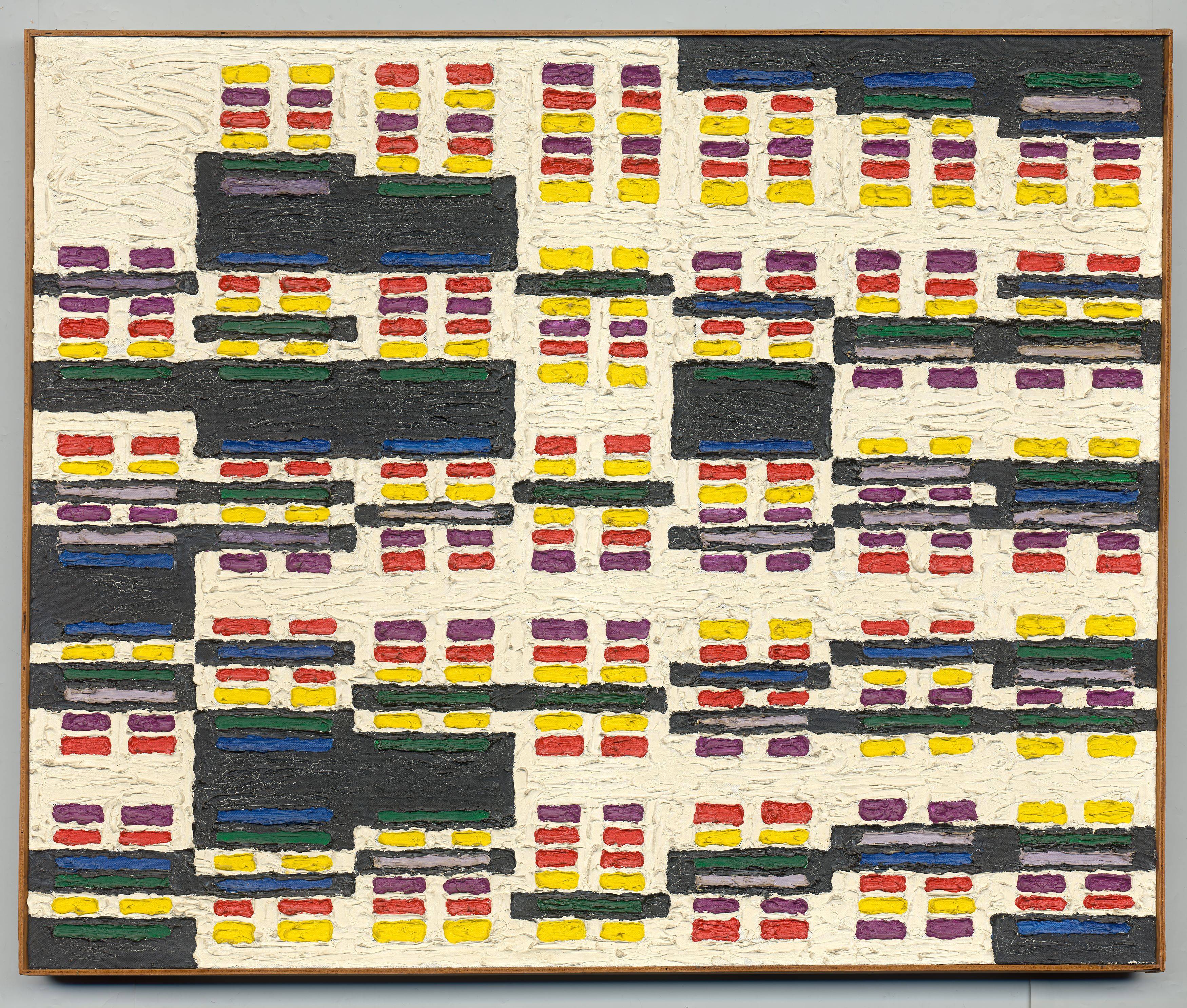 This picture shows the following artwork: Alfred Jensen. ”Fû Hs´s Calendar” II. 1960.