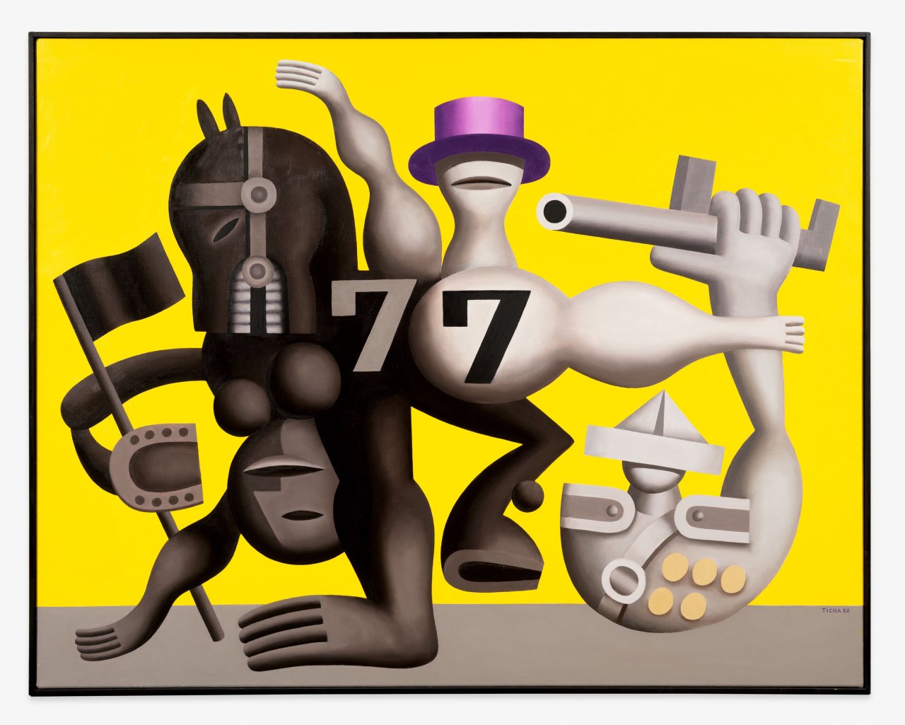 Auf diesem Bild ist das folgende Kunstwerk zu sehen: Hans Ticha. „Polit-Zirkus“. 1982.