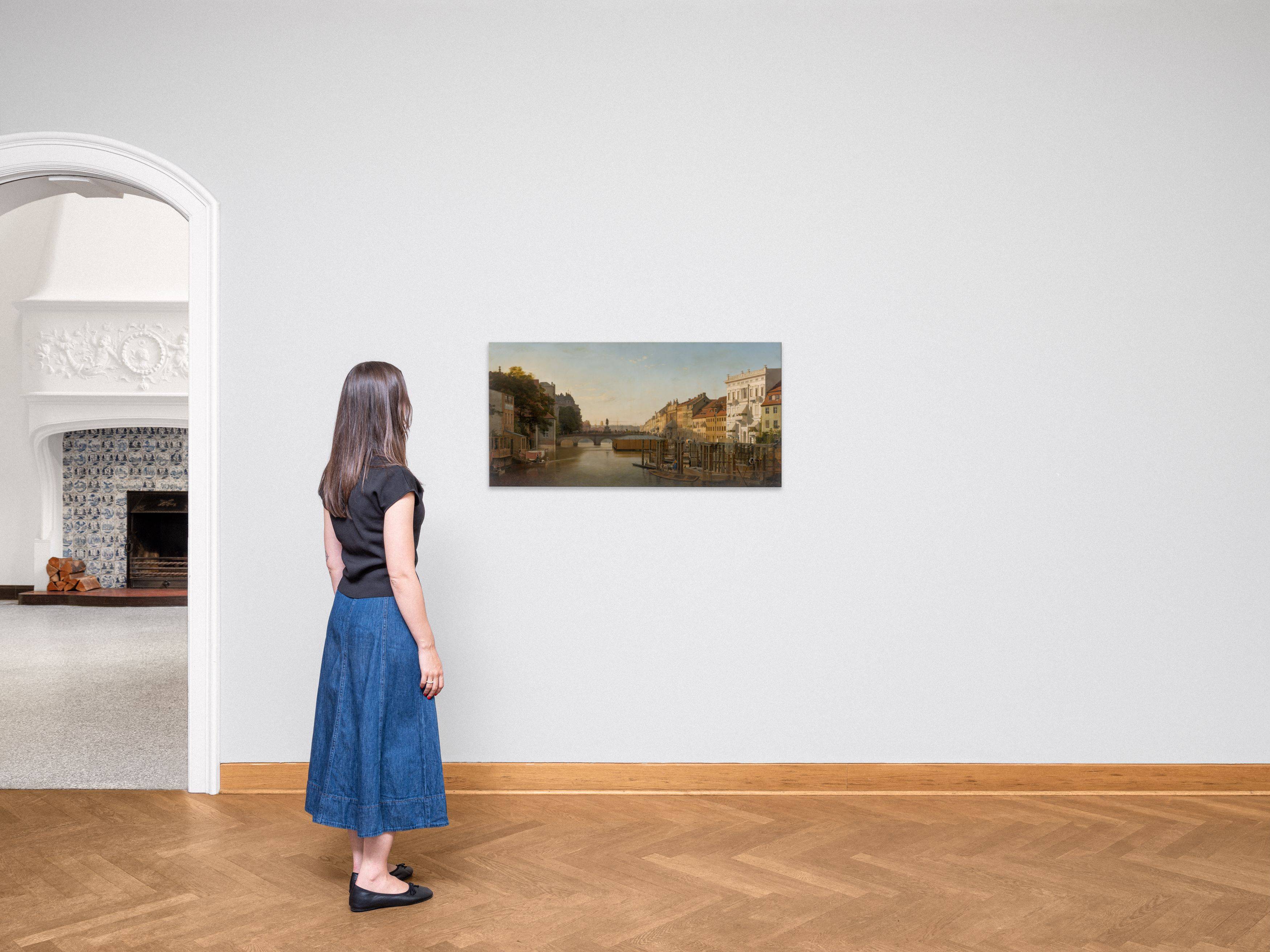 Auf diesem Bild ist das folgende Kunstwerk zu sehen: Eduard Gaertner. „Die Lange-Brücke von den Mühlen aus gesehen“ (Berlin). 1856.