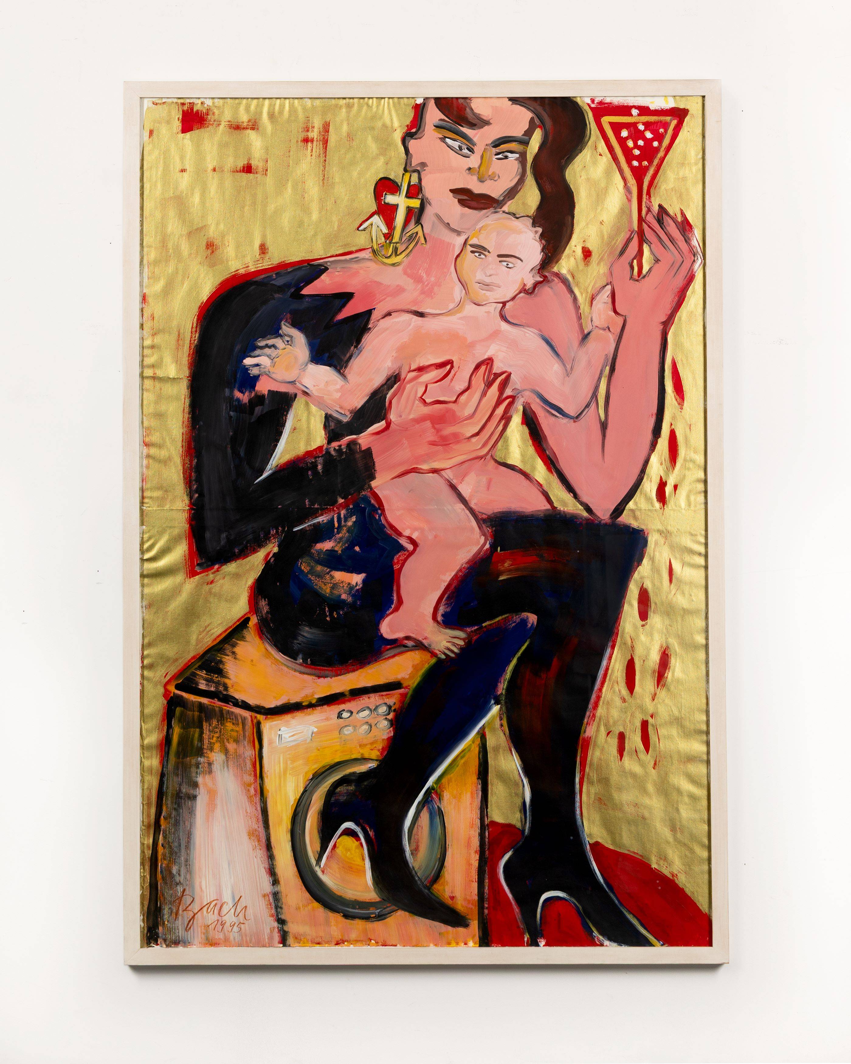 This picture shows the following artwork: Elvira Bach. Untitled (Madonna with child). 1995.