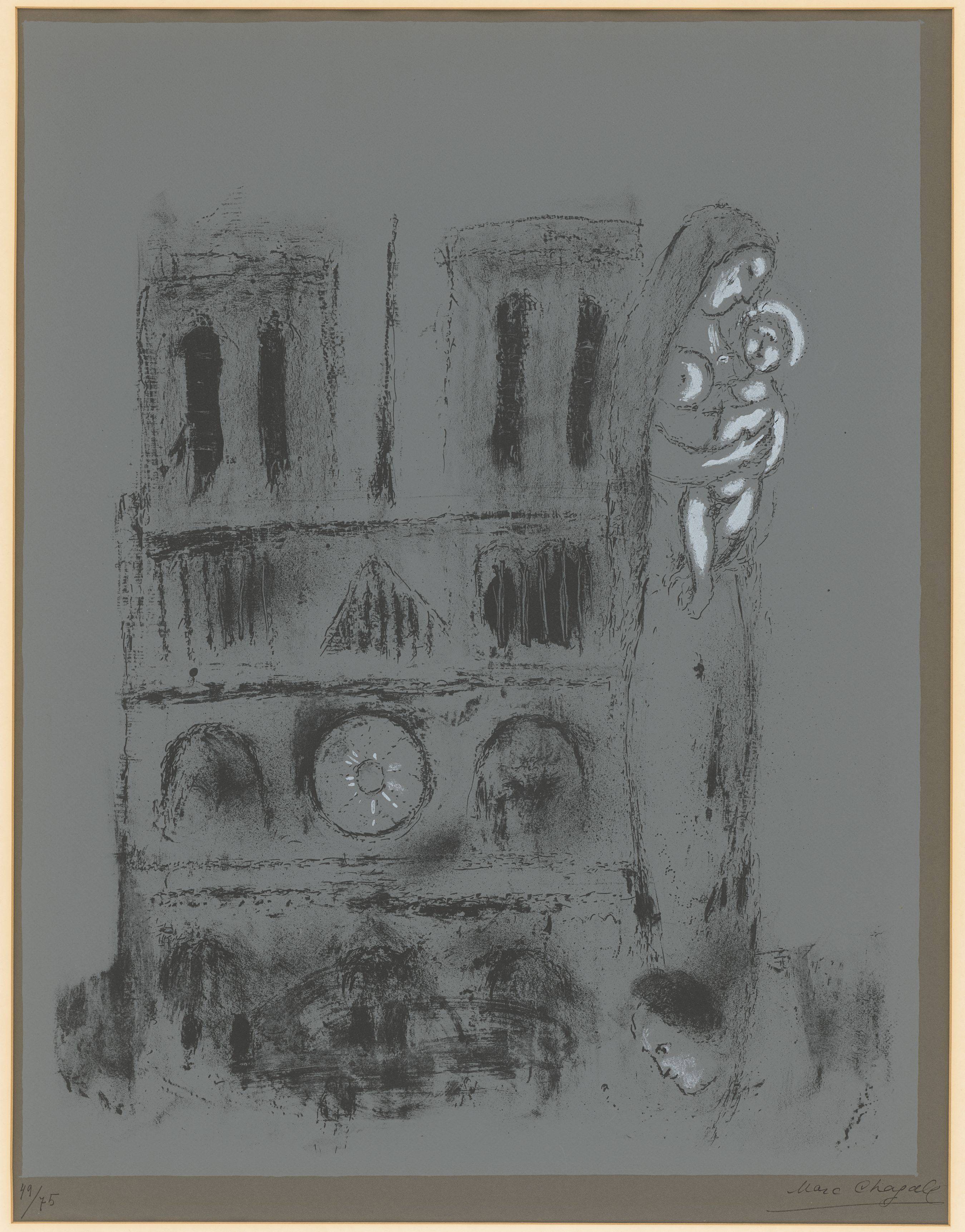 This picture shows the following artwork: Marc Chagall. ”Notre-Dame en gris”. 1955.
