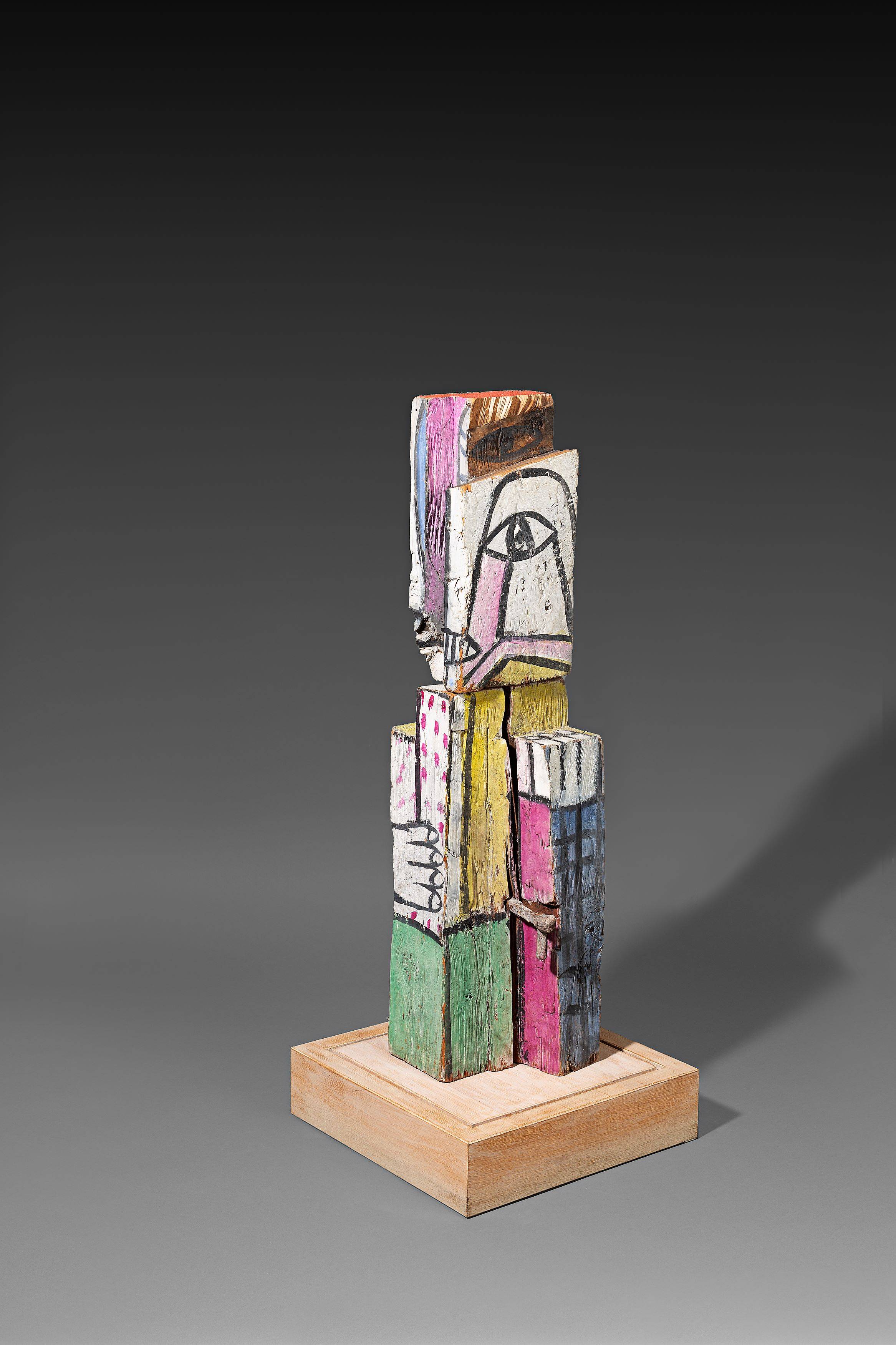 Auf diesem Bild ist das folgende Kunstwerk zu sehen: Horst Antes. Vier Augen für Urs. Um 1964.