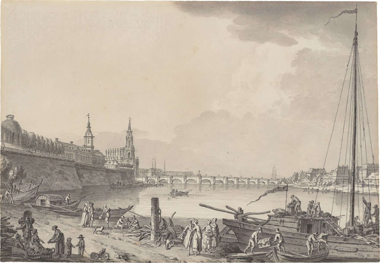 This picture shows the following artwork: Adrian Zingg. View of Dresden. 1772.