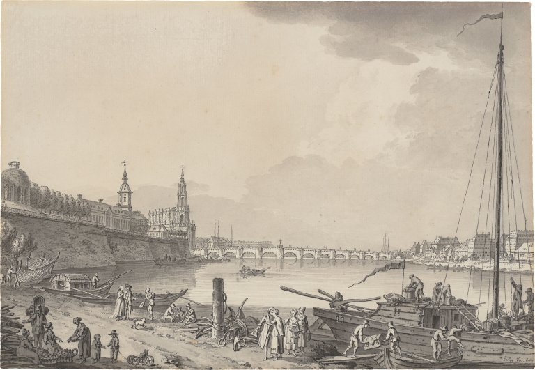 This picture shows the following artwork: Adrian Zingg. View of Dresden. 1772.