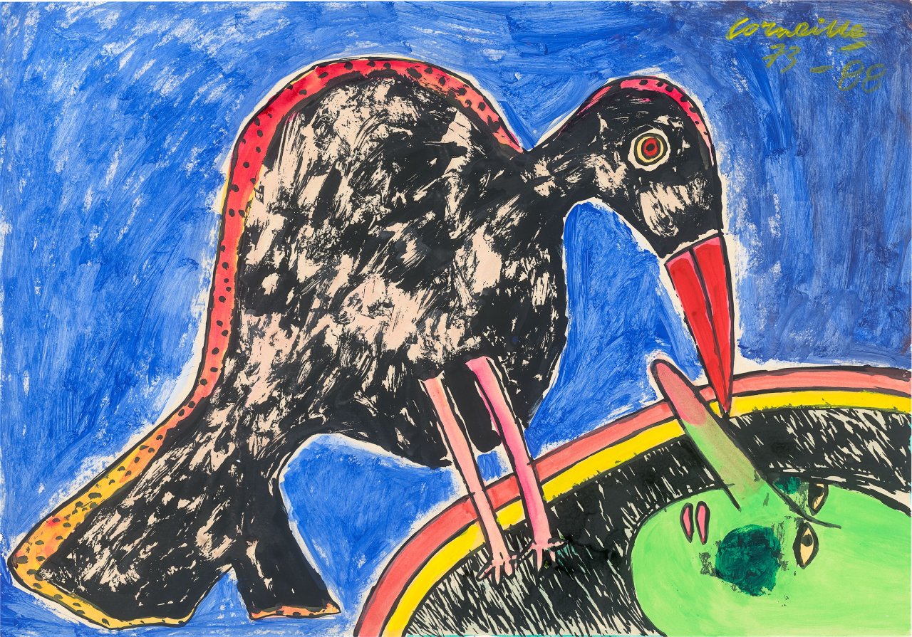 This picture shows the following artwork:  Corneille (i.e. Cornelis Guillaume Beverloo). Untitled, from the series ”Les aventures de Pinocchio”. 1973-88.