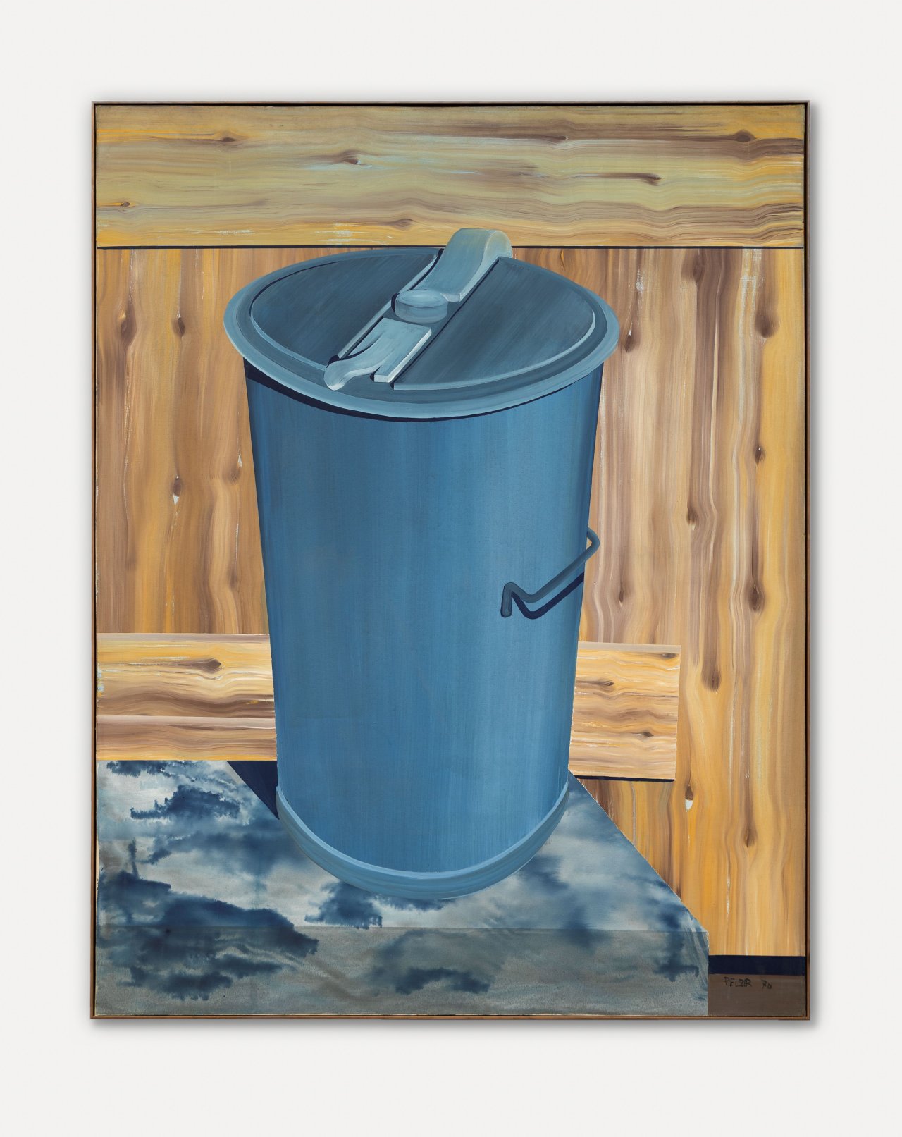Auf diesem Bild ist das folgende Kunstwerk zu sehen: Werner Matthias Pelzer. „Mülltonne im Hof“. 1970.