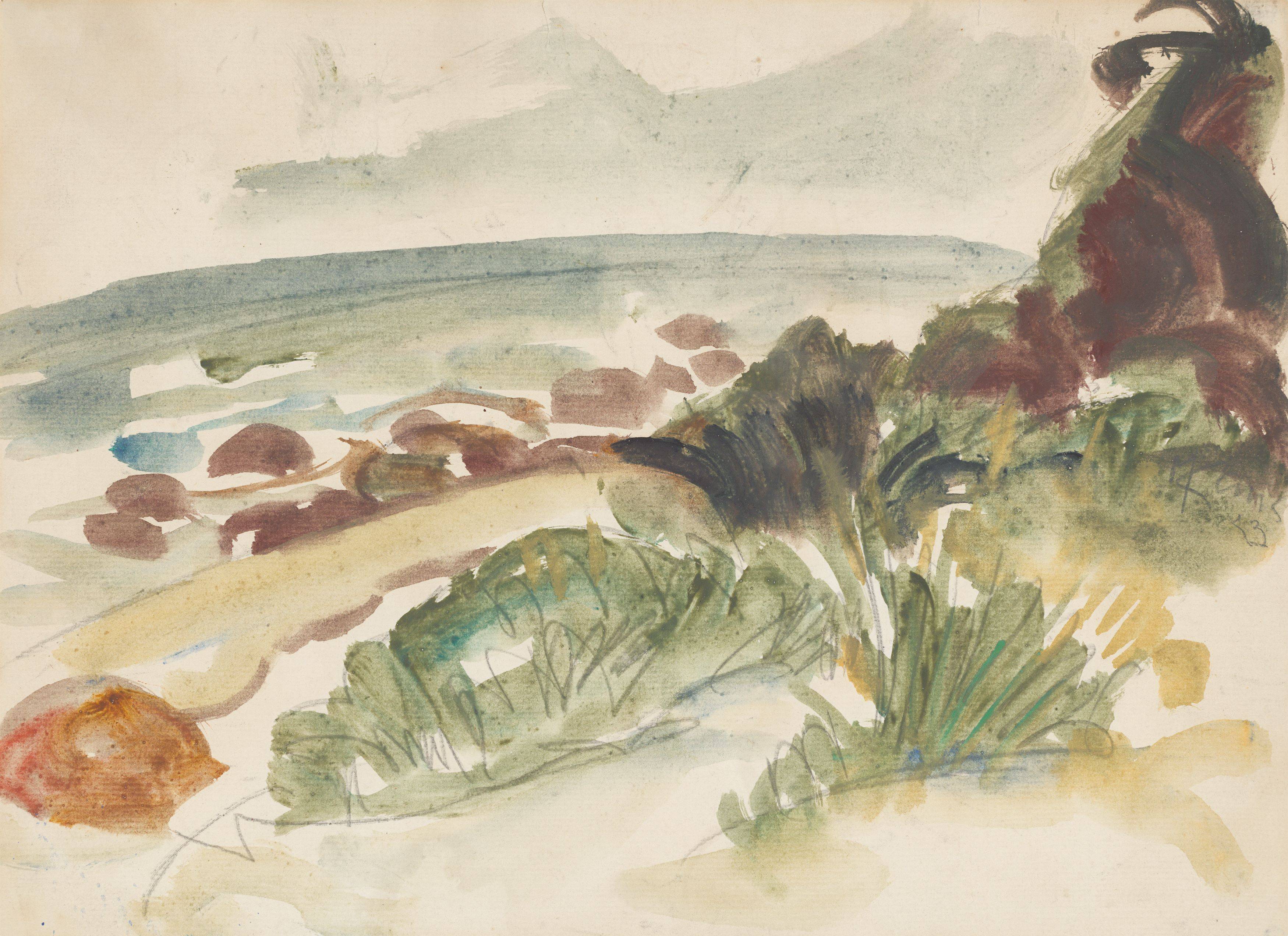 This picture shows the following artwork: Max Kaus. Coastal landscape. 1923.