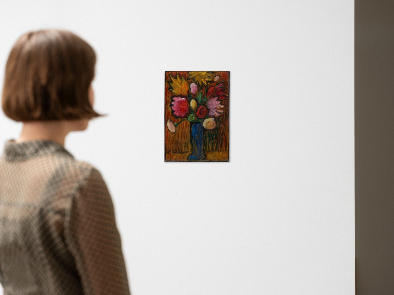 Auf diesem Bild ist das folgende Kunstwerk zu sehen: Alexej von Jawlensky. „Blumen in blauer Vase (Rosenstrauss)“. 1936.