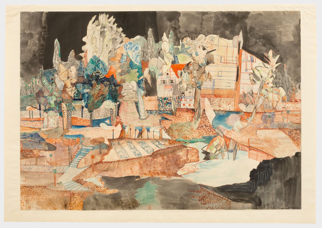 Auf diesem Bild ist das folgende Kunstwerk zu sehen: Gerhard Altenbourg. „Garten an der Spinnbahn“. 1951.