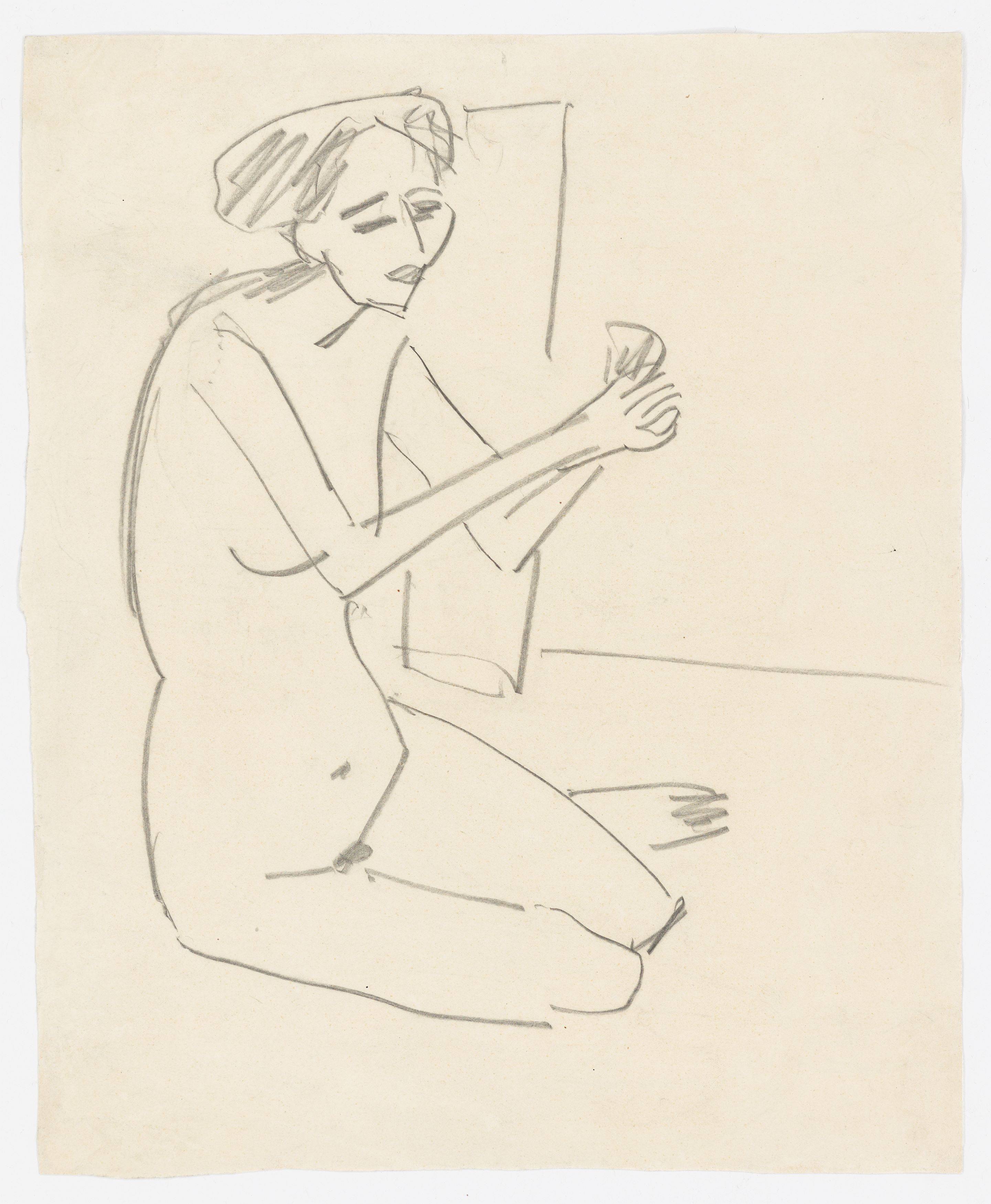 This picture shows the following artwork: Ernst Ludwig Kirchner. Sketch for ”Badende Frauen”. 1913.