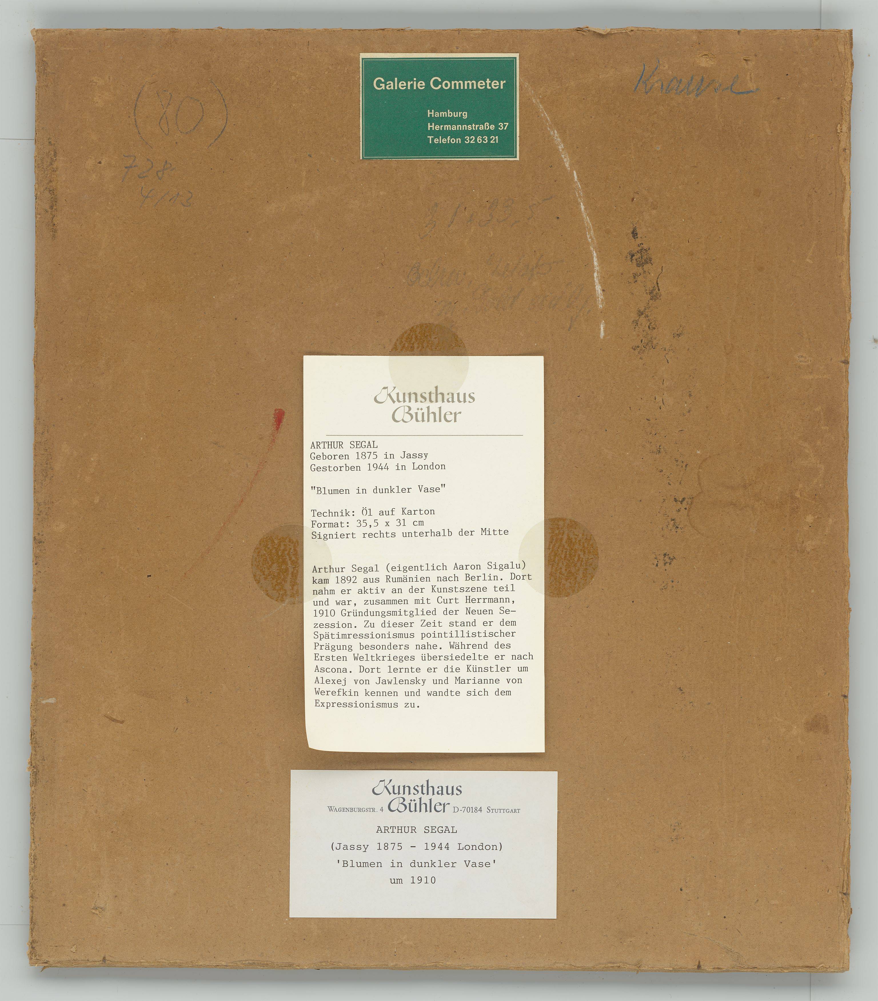 This picture shows the following artwork: Arthur Segal. ”Blumenstillleben”. Circa 1910.