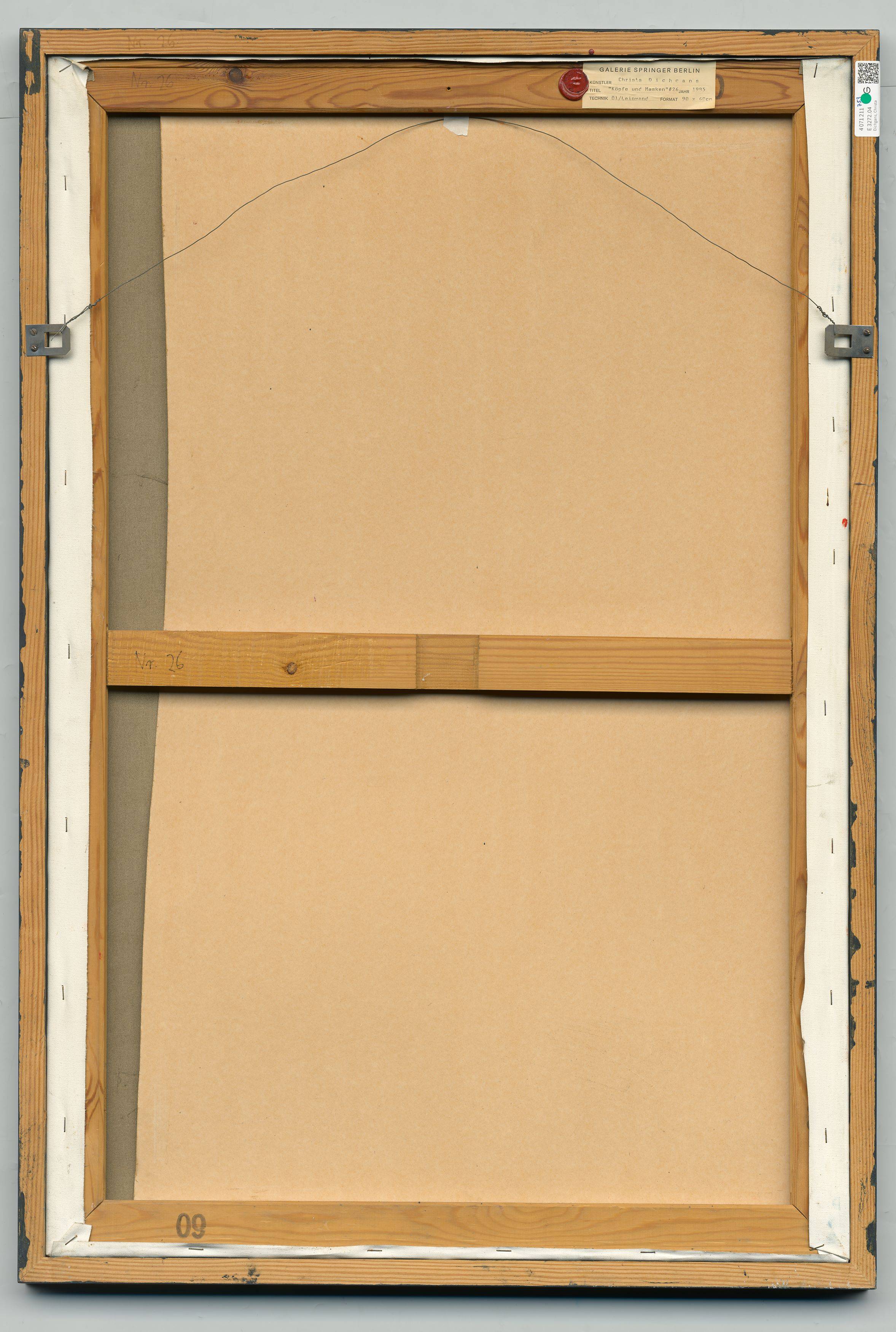 Auf diesem Bild ist das folgende Kunstwerk zu sehen: Christa Dichgans. „Köpfe und Masken #26“. 1985.