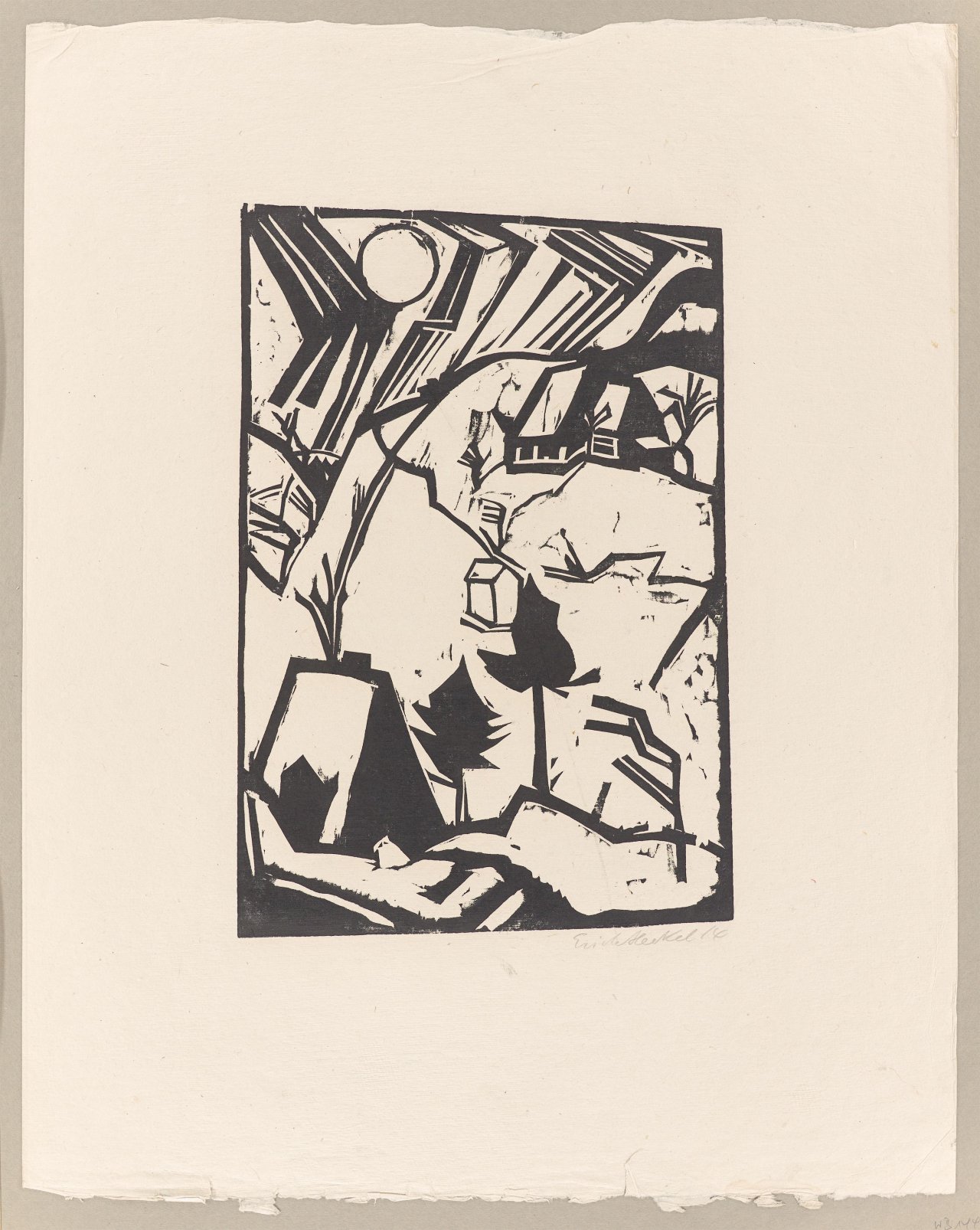 This picture shows the following artwork: Erich Heckel. ”Schneetreiben (Gebirge im Schnee)”. 1914.