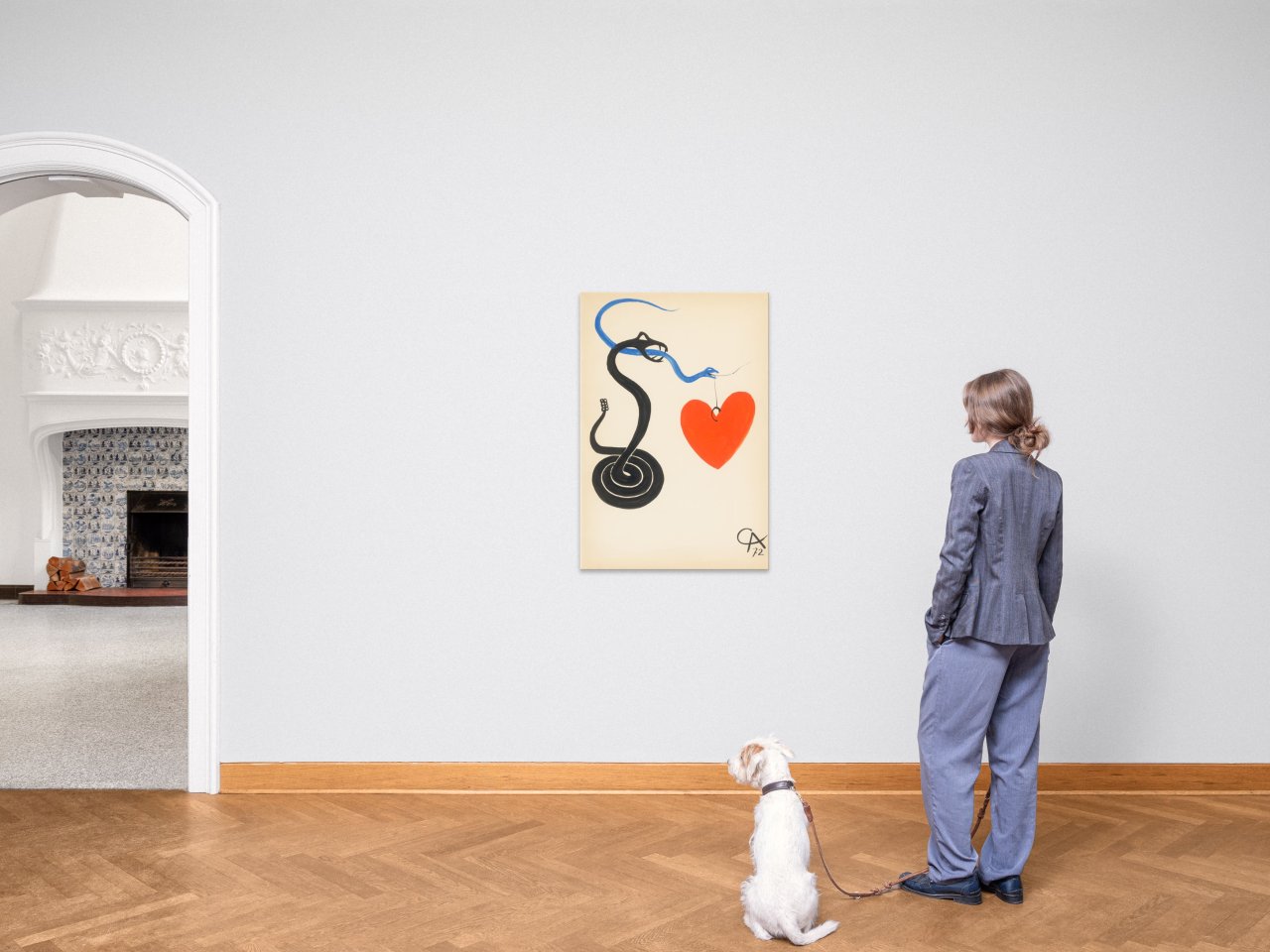 Auf diesem Bild ist das folgende Kunstwerk zu sehen: Alexander Calder. „Red heart with black and blue snakes“. 1972.
