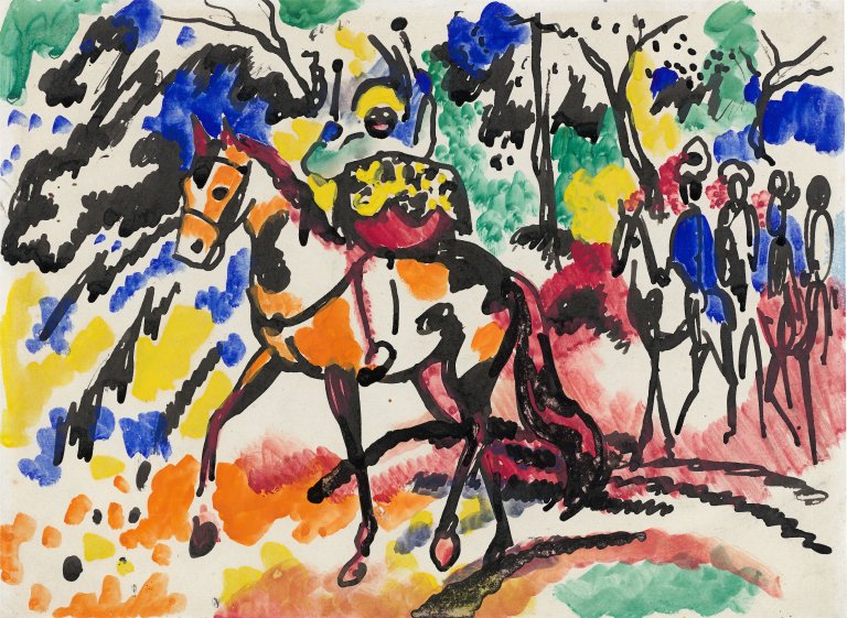 This picture shows the following artwork: August Macke. ”Paukeschlagender Mohr”. 1912.