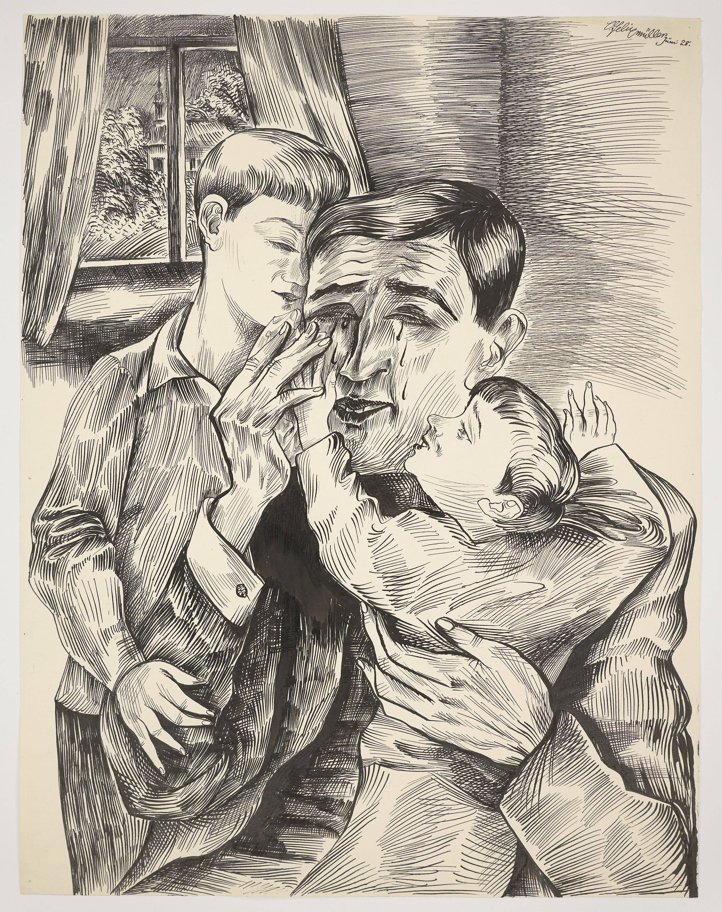 This picture shows the following artwork: Conrad Felixmüller. ”Kummer und Tränen”. 1928.