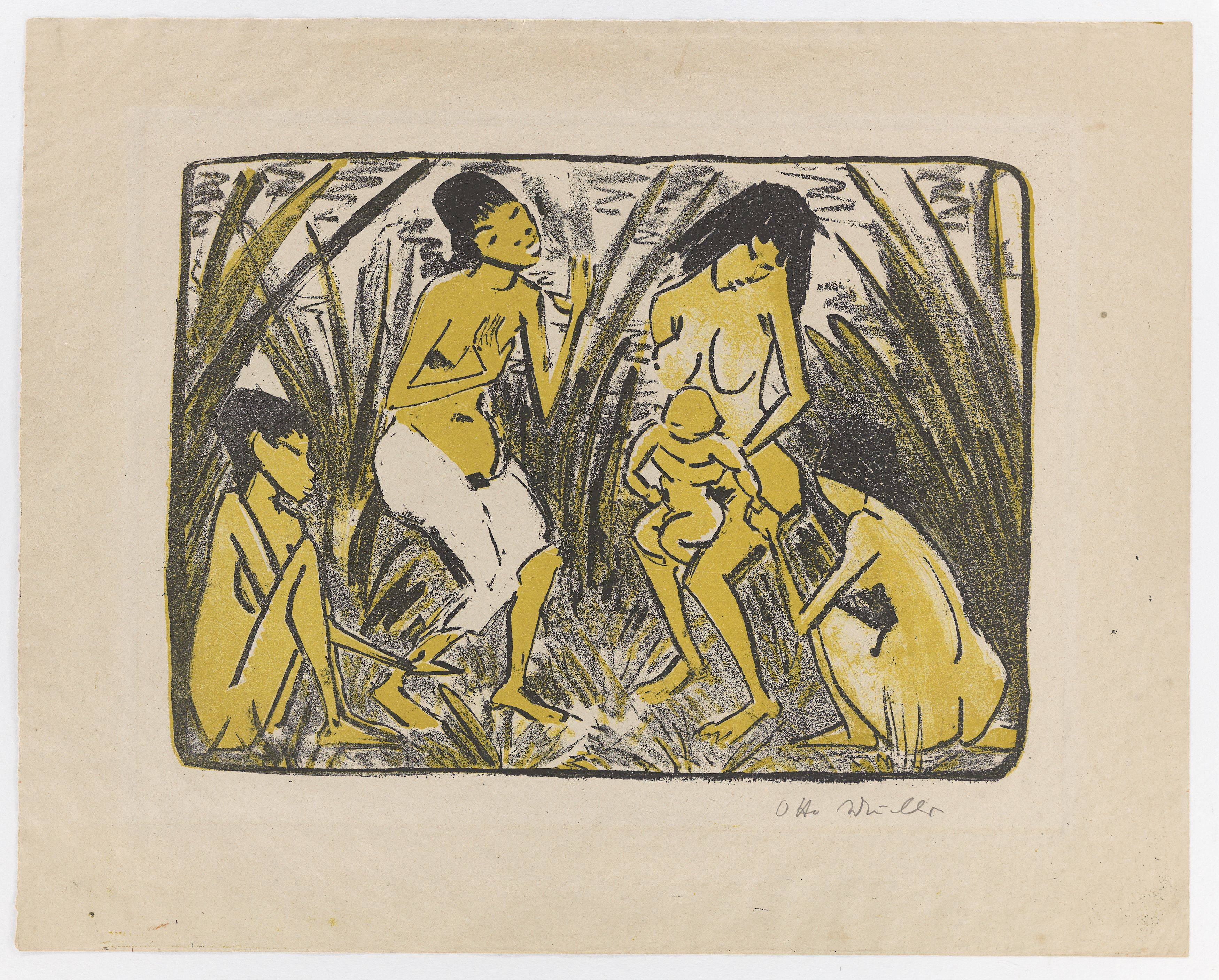 This picture shows the following artwork: Otto Mueller. ”Auffindung des Moses”. Circa 1920.