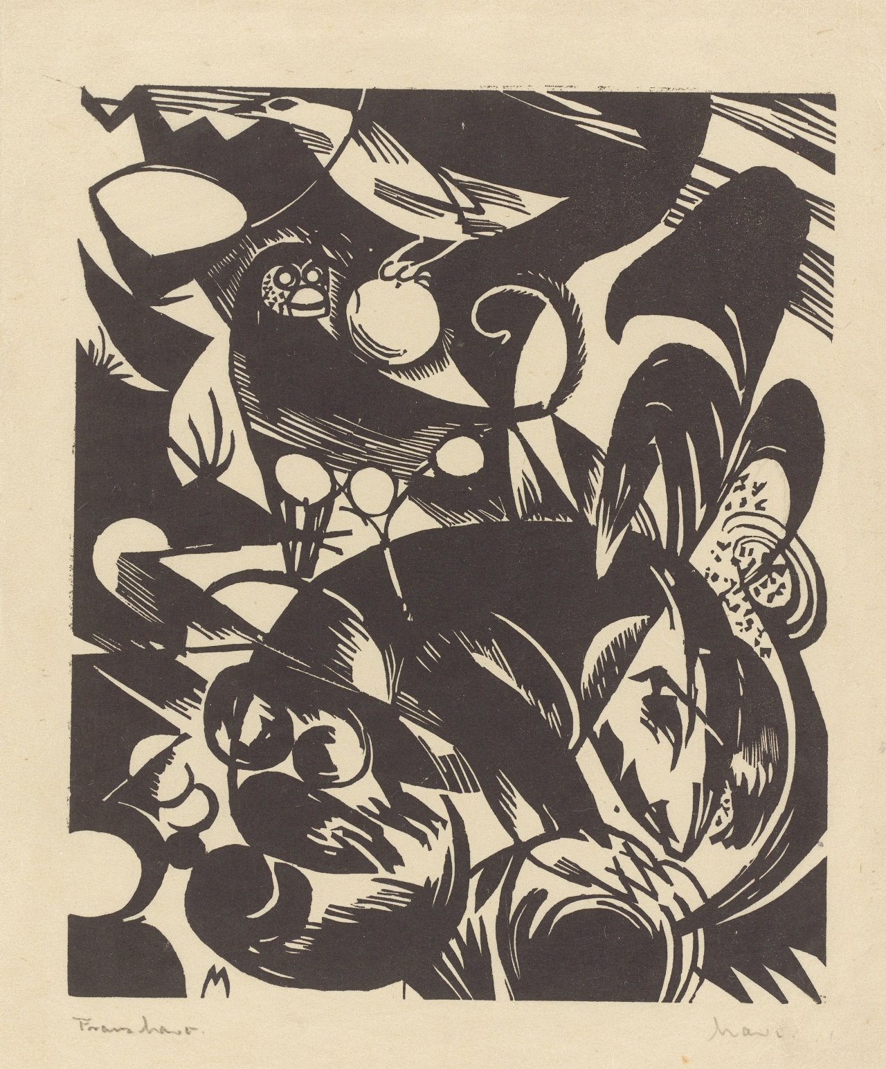 This picture shows the following artwork: Franz Marc. ”Schöpfungsgeschichte I”. 1914.
