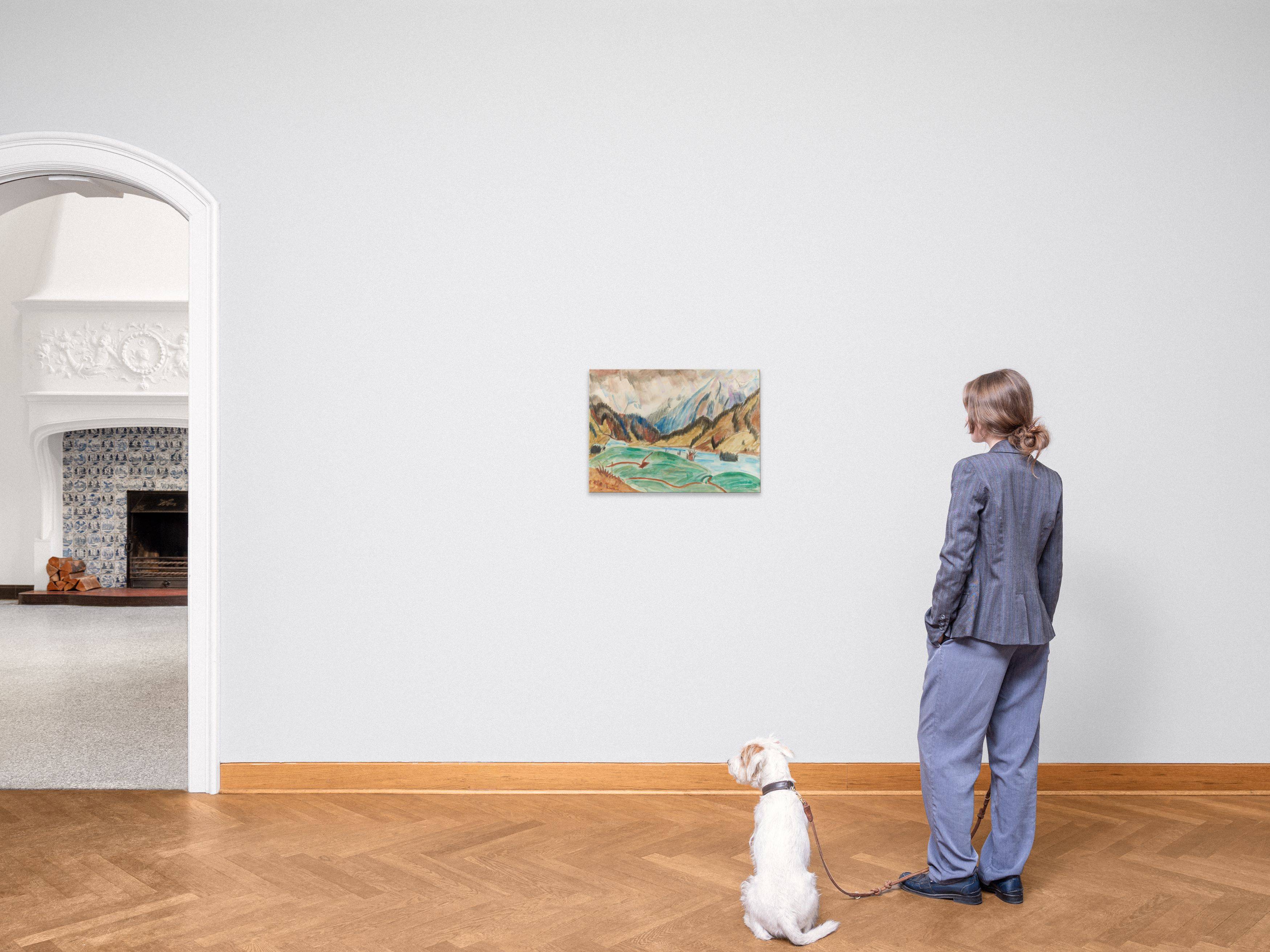 This picture shows the following artwork: Erich Heckel. River landscape. Circa 1921.