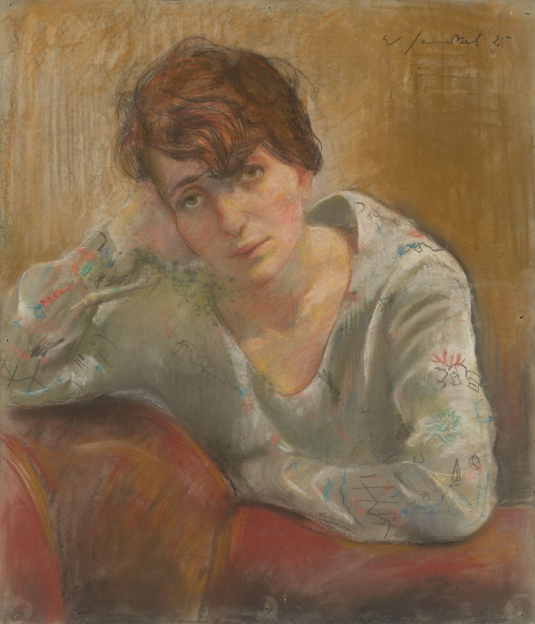 This picture shows the following artwork: Willy Jaeckel. ”Mädchen mit gemusterter Bluse”. 1925.