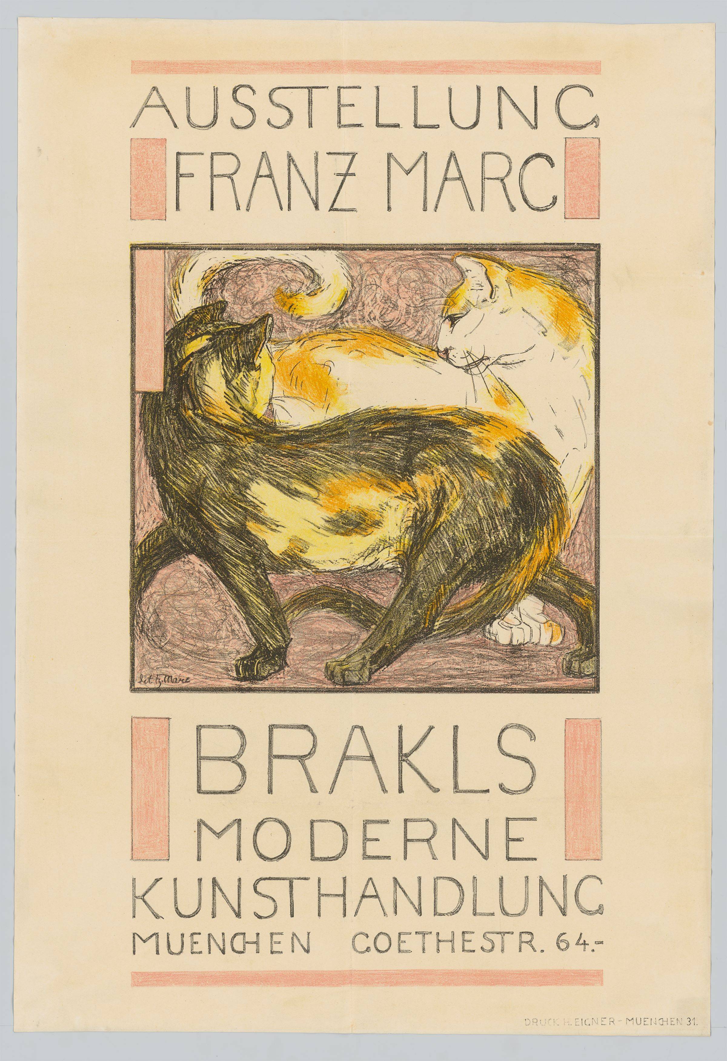 This picture shows the following artwork: Franz Marc. Two cats. 1909/10.