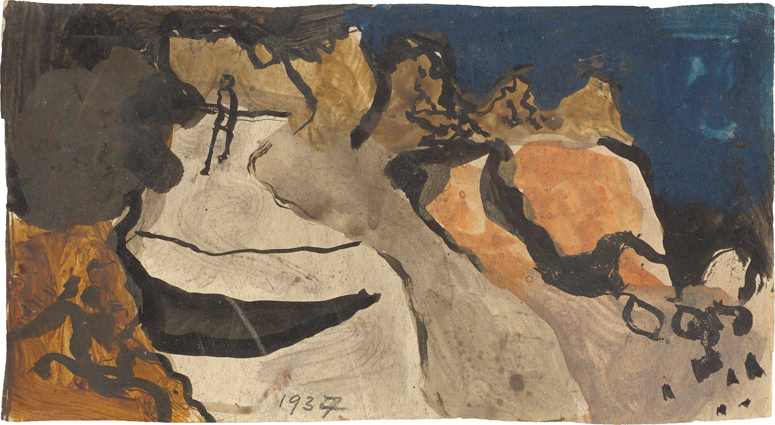 This picture shows the following artwork: Graham Sutherland. ”Road in Pembrokeshire”. 1937.
