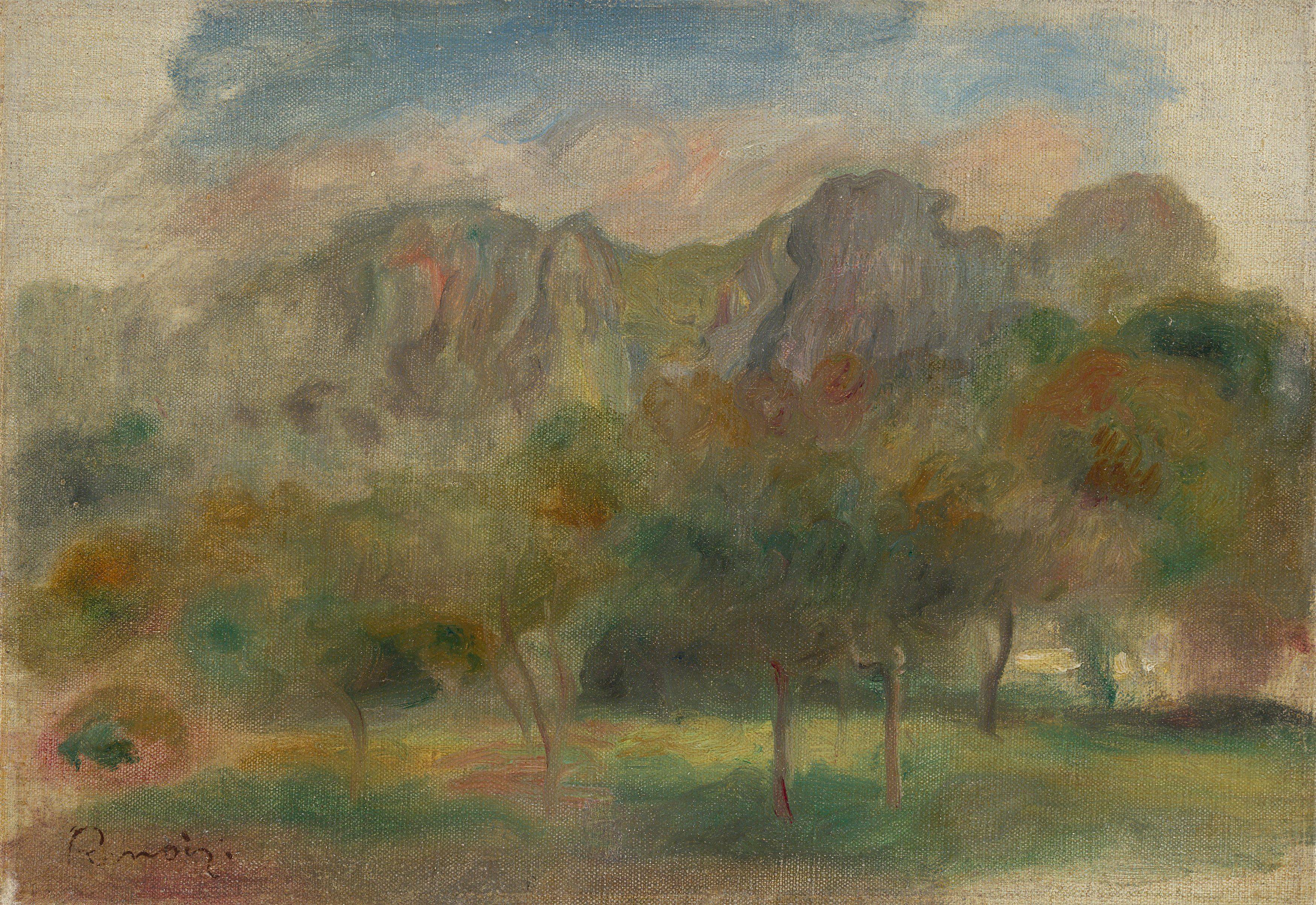 This picture shows the following artwork: Auguste Renoir. ”Le Baou de Saint Jeannet - Fragment”. Circa 1902.