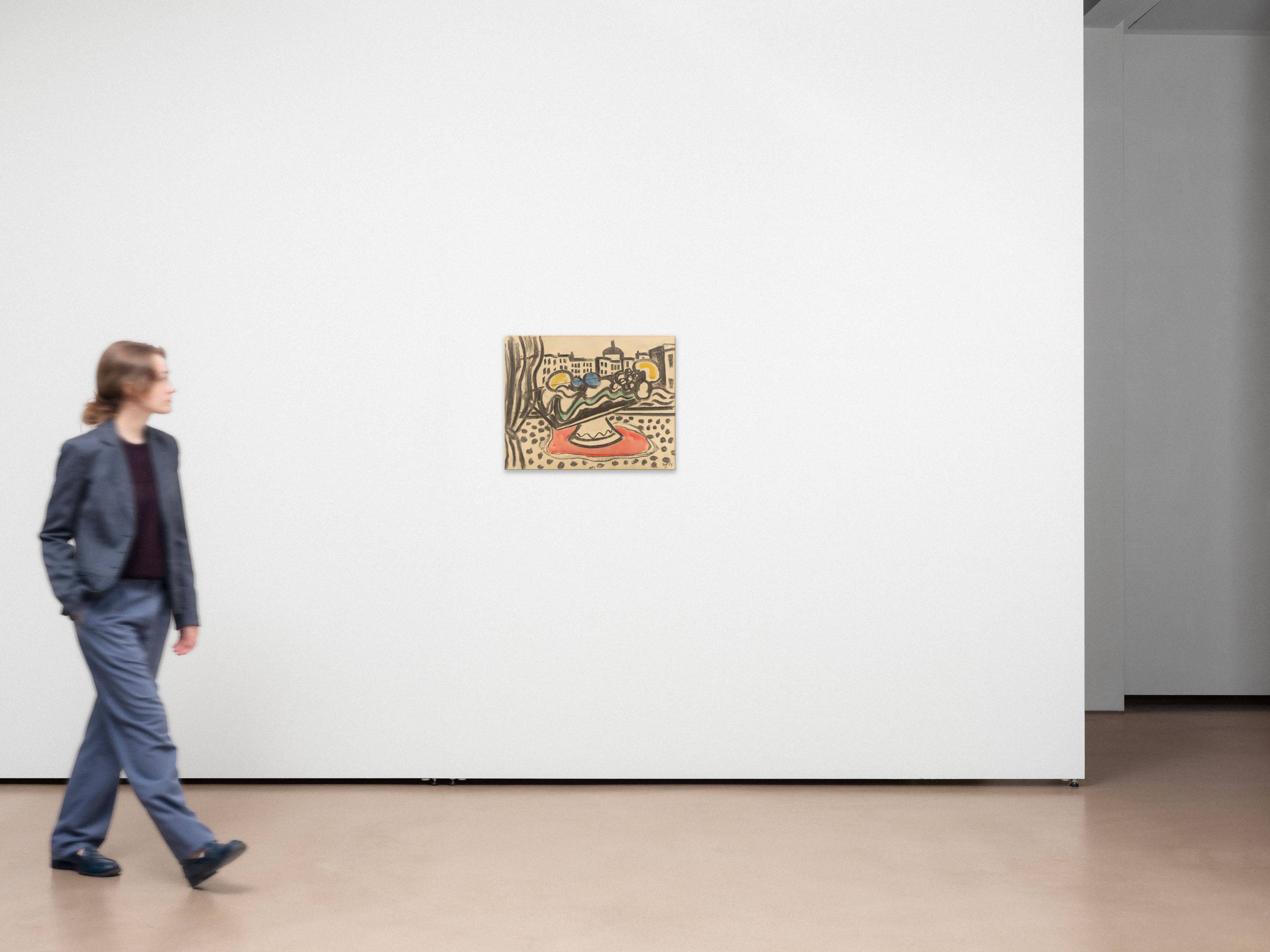 This picture shows the following artwork: Werner Heldt. ”Blick aus dem Fenster mit Fruchtkorb”. 1951.