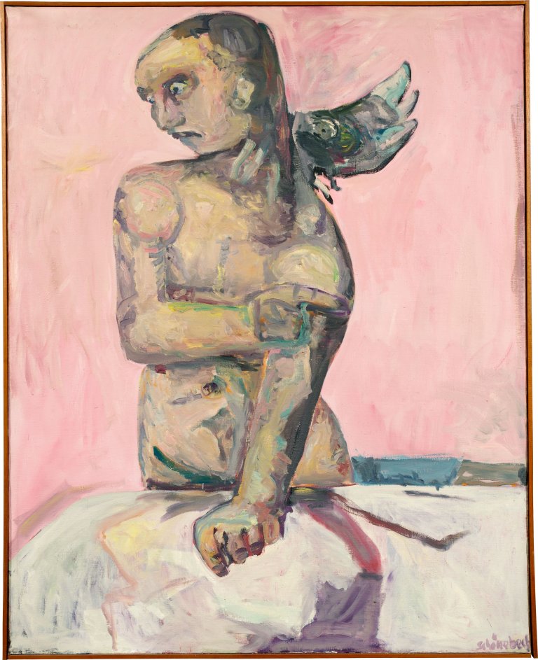 Auf diesem Bild ist das folgende Kunstwerk zu sehen: Eugen Schönebeck. „Figur mit Vogel I“. 1963/64.