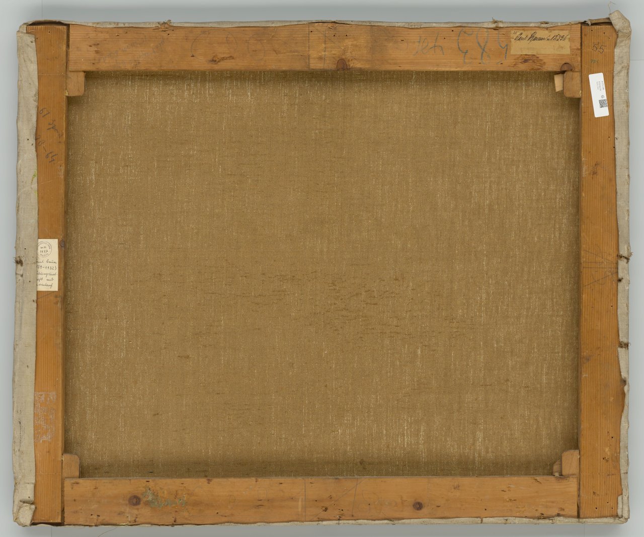 Auf diesem Bild ist das folgende Kunstwerk zu sehen: Paul Baum. „Kopfweidenreihe an sonnigen Frühlingswiesen mit schilfgrasdurchwachsenem Bach“ („Frühlingslandschaft mit Wasserlauf“). Um 1906.