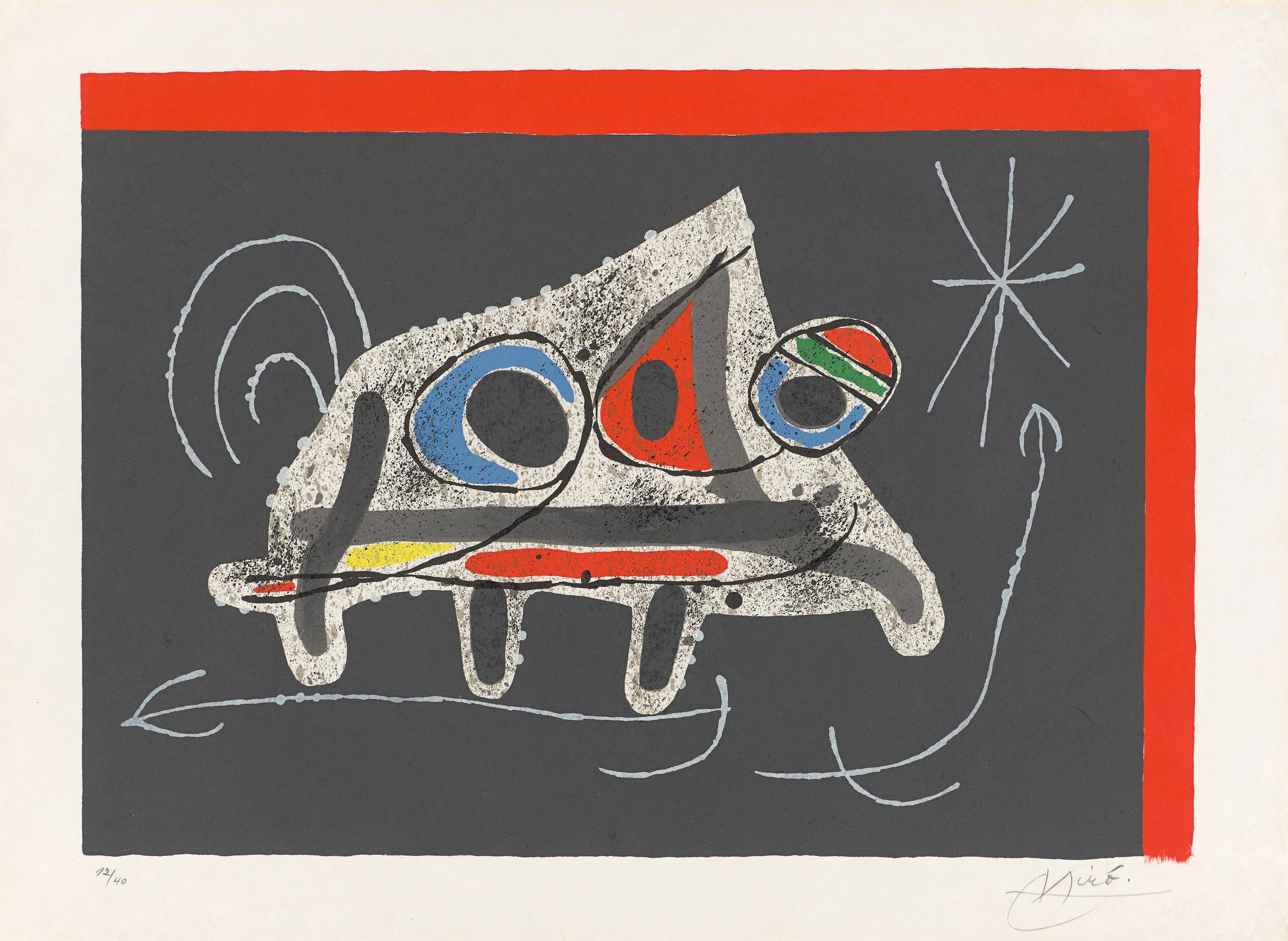 Auf diesem Bild ist das folgende Kunstwerk zu sehen: Joan Miró. Aus: „Le lézard aux plumes d'or“. 1971.