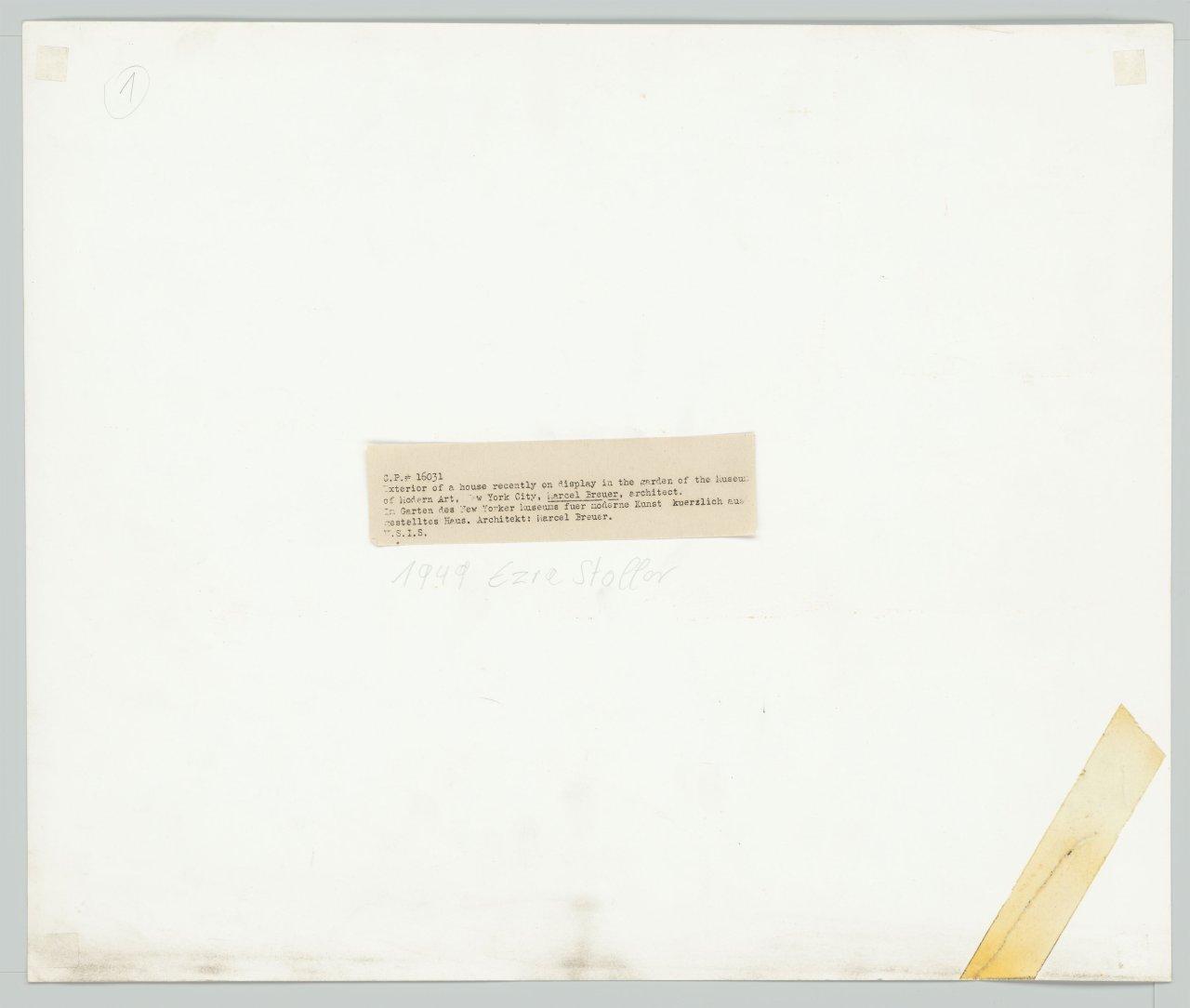 This picture shows the following artwork: Ezra Stoller. The House in the Museum Garden, Museum of Modern Art / Marcel Breuer (1949), New York, NY. 1949.